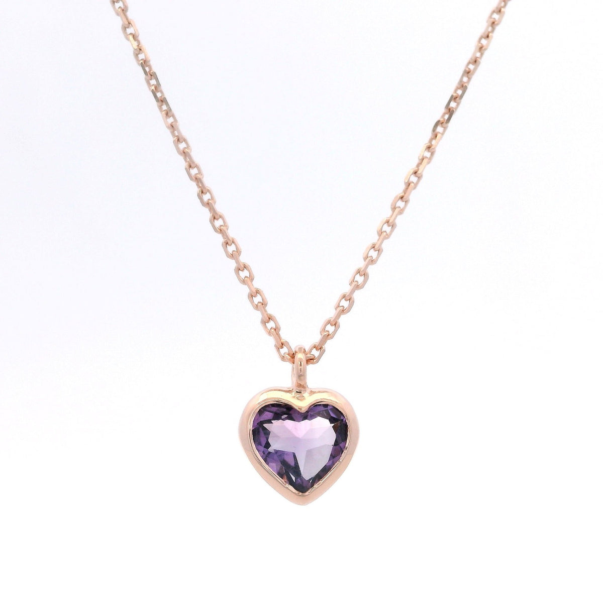 925RG HEART BEZEL AMETHYST NECKLACE - C'SANTOS