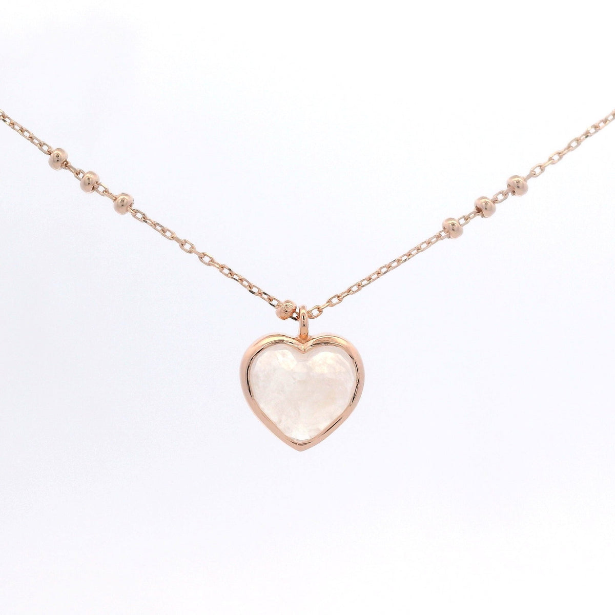 925RG HEART CABUCHON MOOSTONE NECKLACE - C'SANTOS
