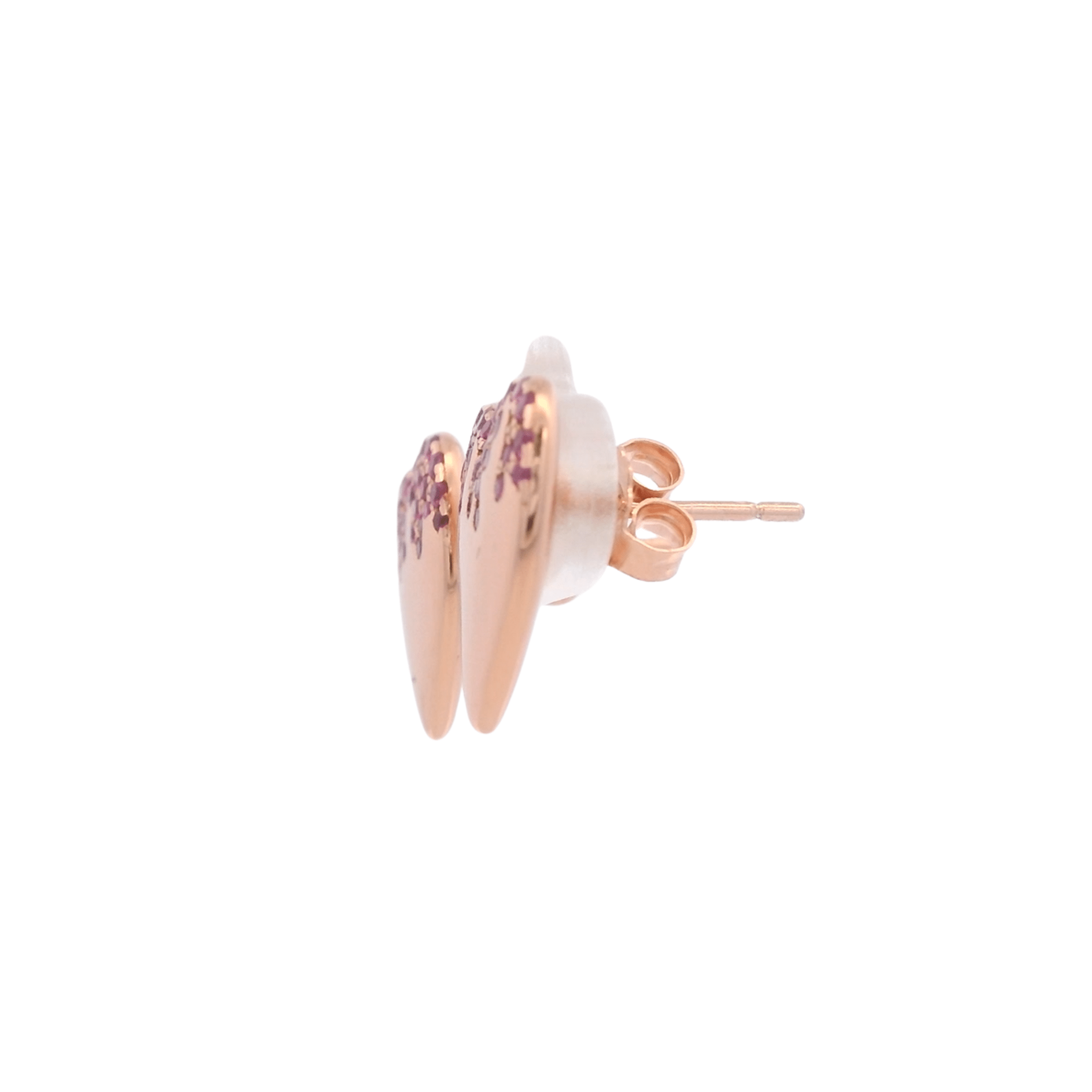 925RG HEART SMOOTH CZ FUSHIA EARRINGS - C'SANTOS
