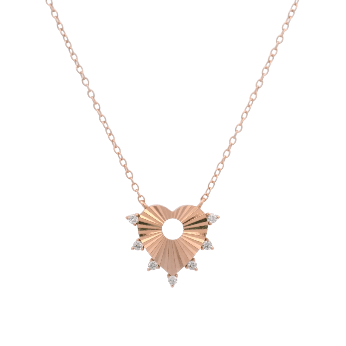 925RG HEART TEXTURE WITH CZ AROUND NECKLACE - C'SANTOS