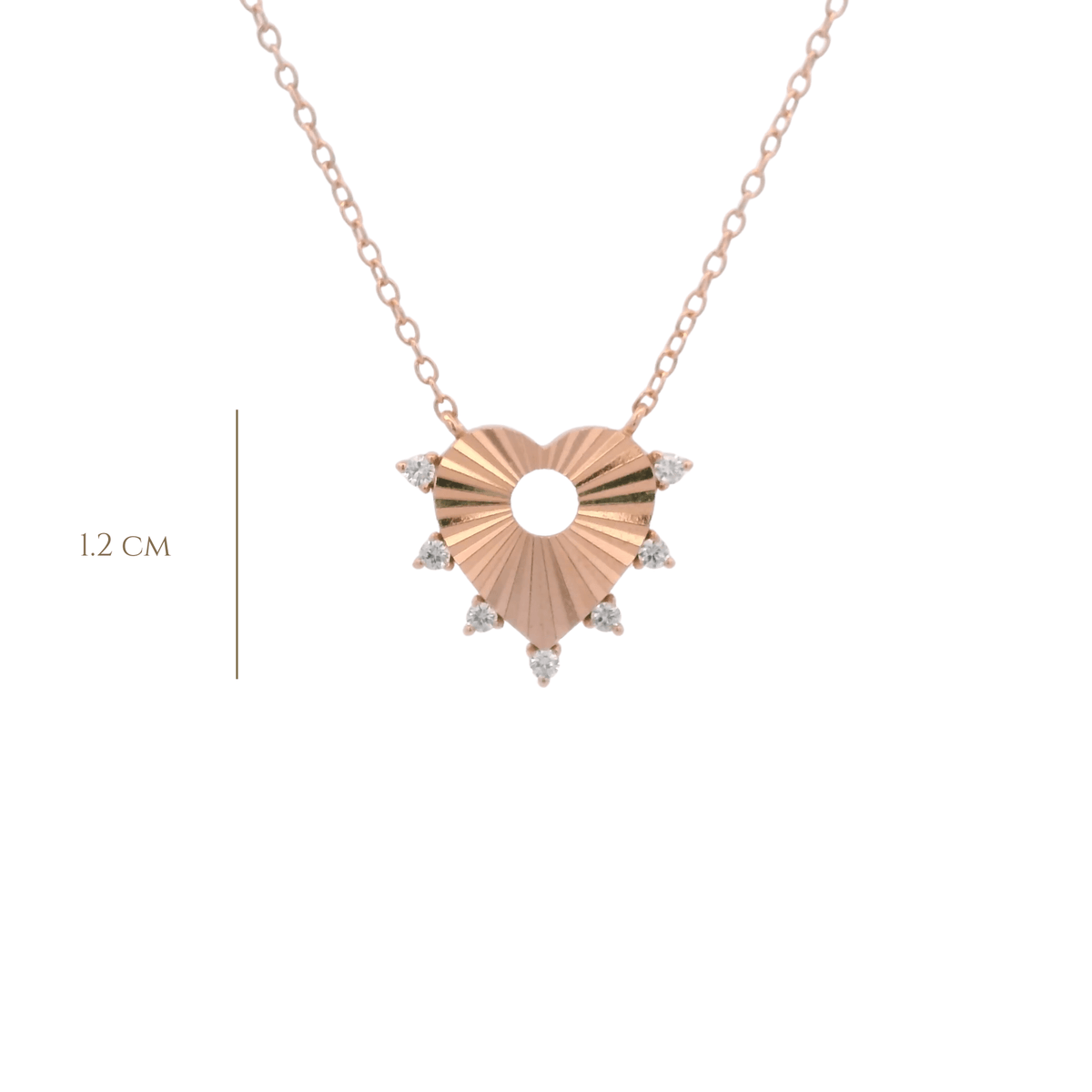 925RG HEART TEXTURE WITH CZ AROUND NECKLACE - C'SANTOS