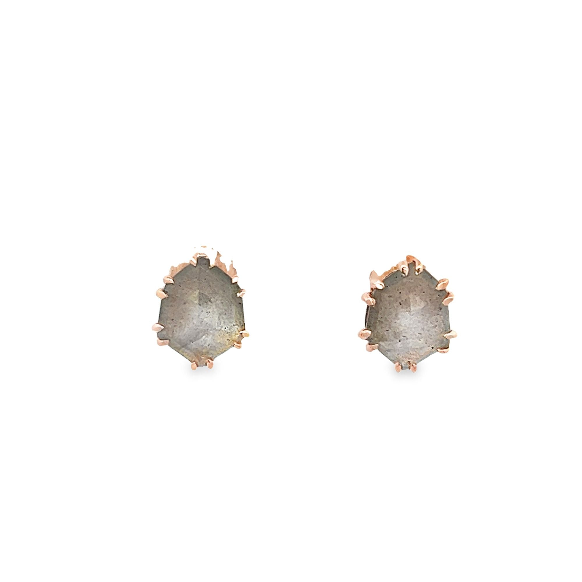 925RG HEXAGONAL LABRODORITE MIX FIRE EARRING - C'SANTOS