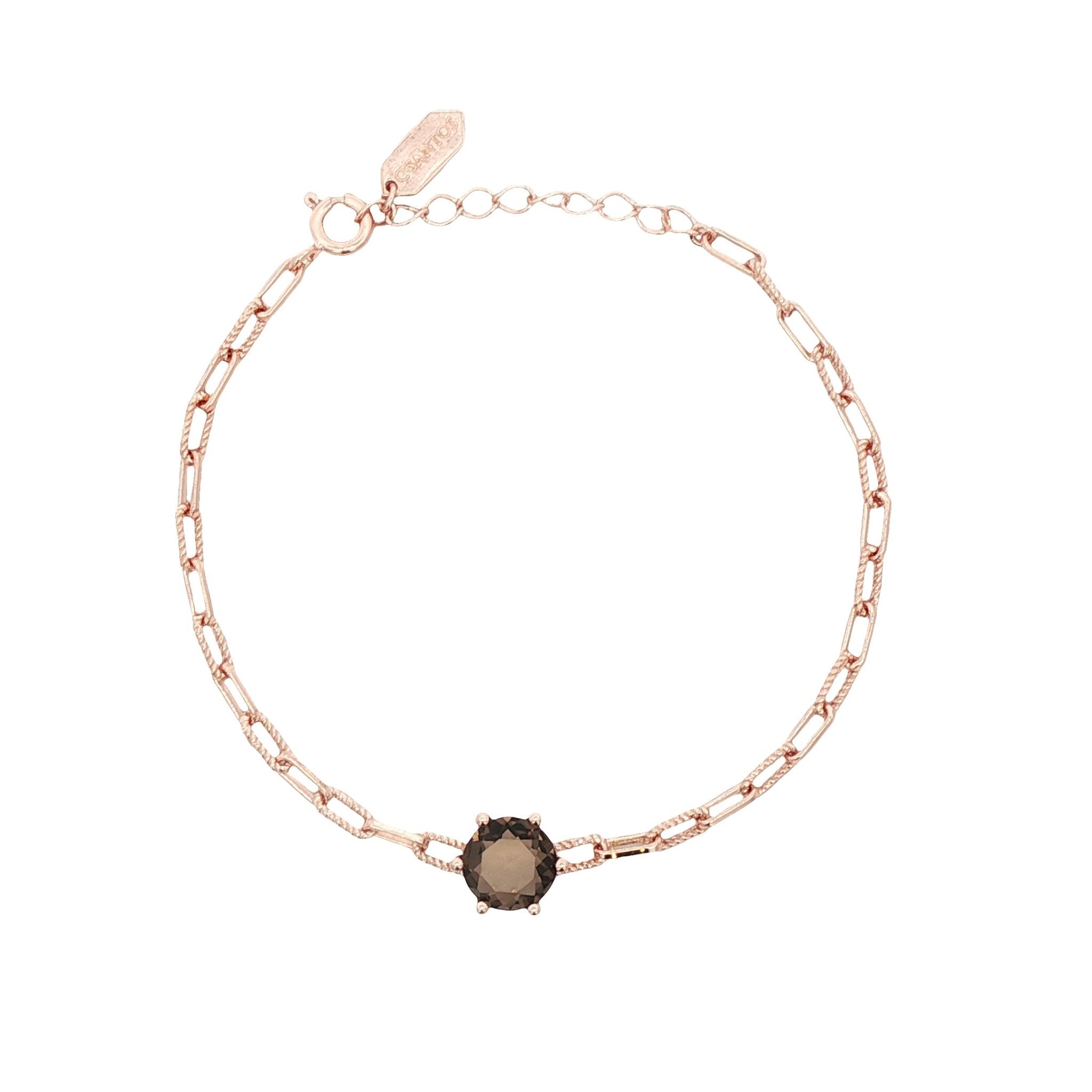 925RG HEXAGONAL SMOKY QYARTZ PAPERCLIP BRACELET - C'SANTOS