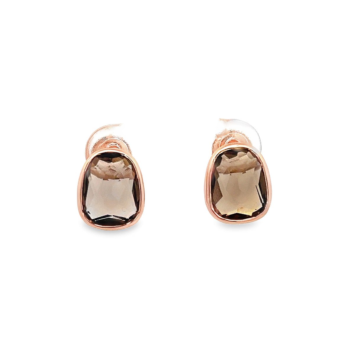 925RG OVAL IRREGULAR BEZEL SMOKY QUARTZ EARRING - C'SANTOS