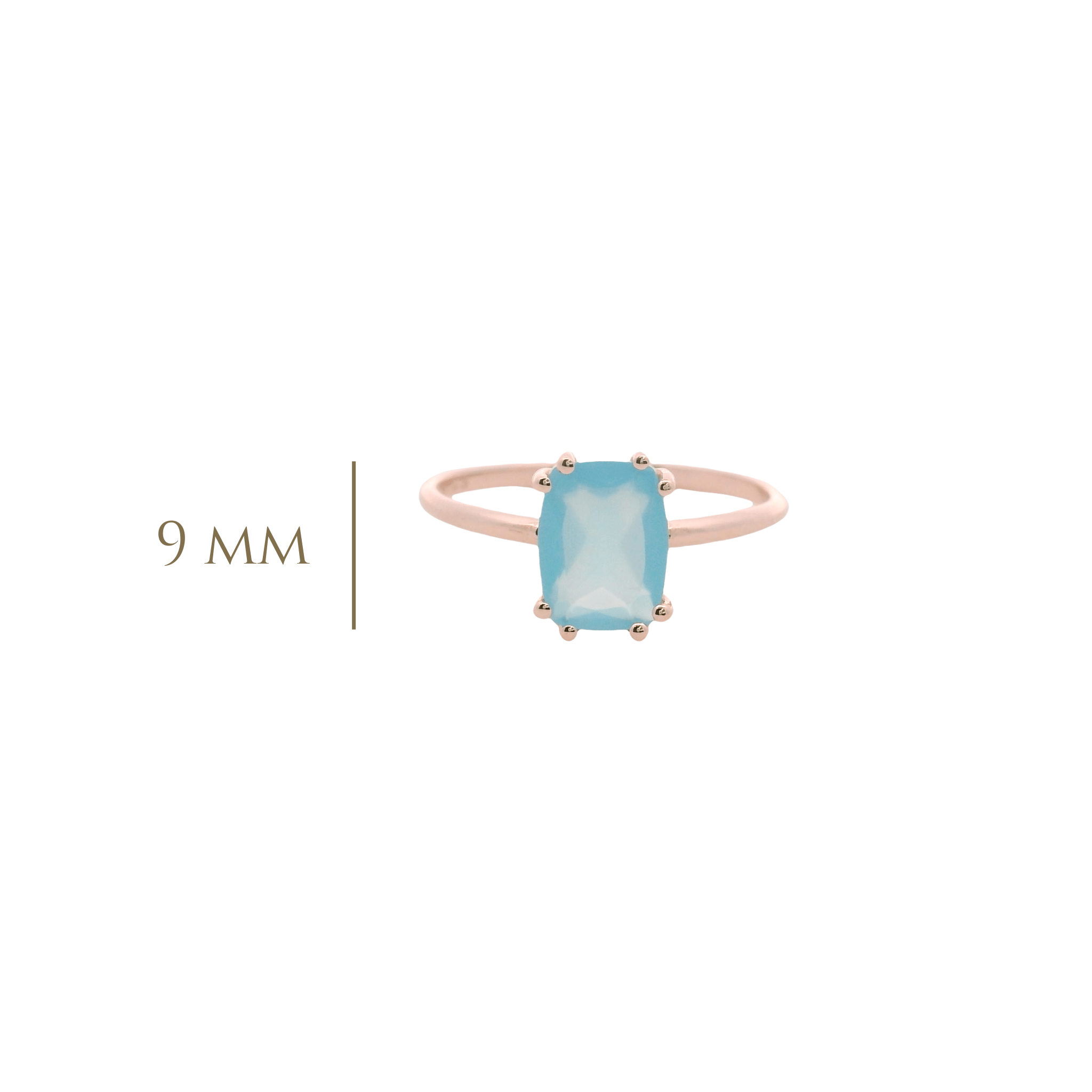 925RG SOLITARY BAGUETTE CHALCEDONY BLUE 9MM RING T6.5 - C'SANTOS
