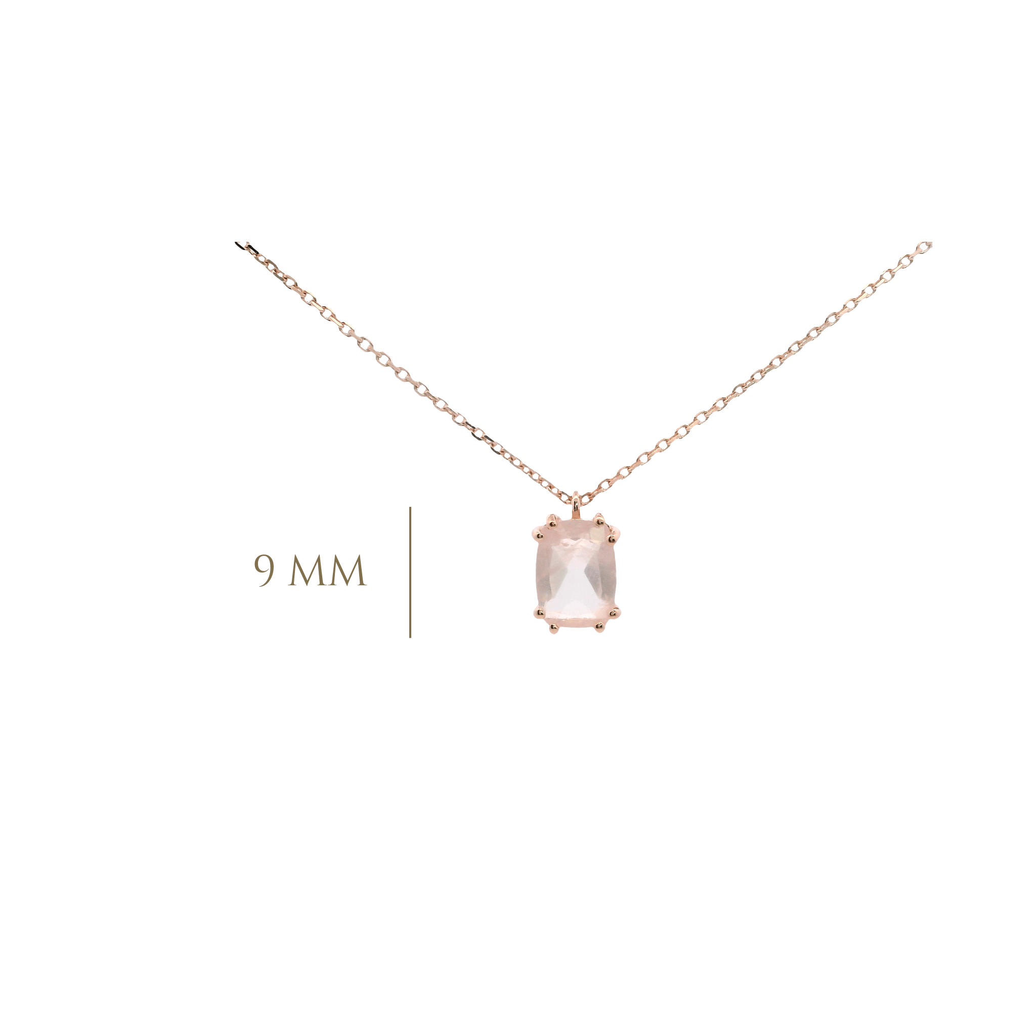 925RG SOLITARY BAGUETTE ROSE QUARTZ OPAQUE 9MM NECKLACE - C'SANTOS