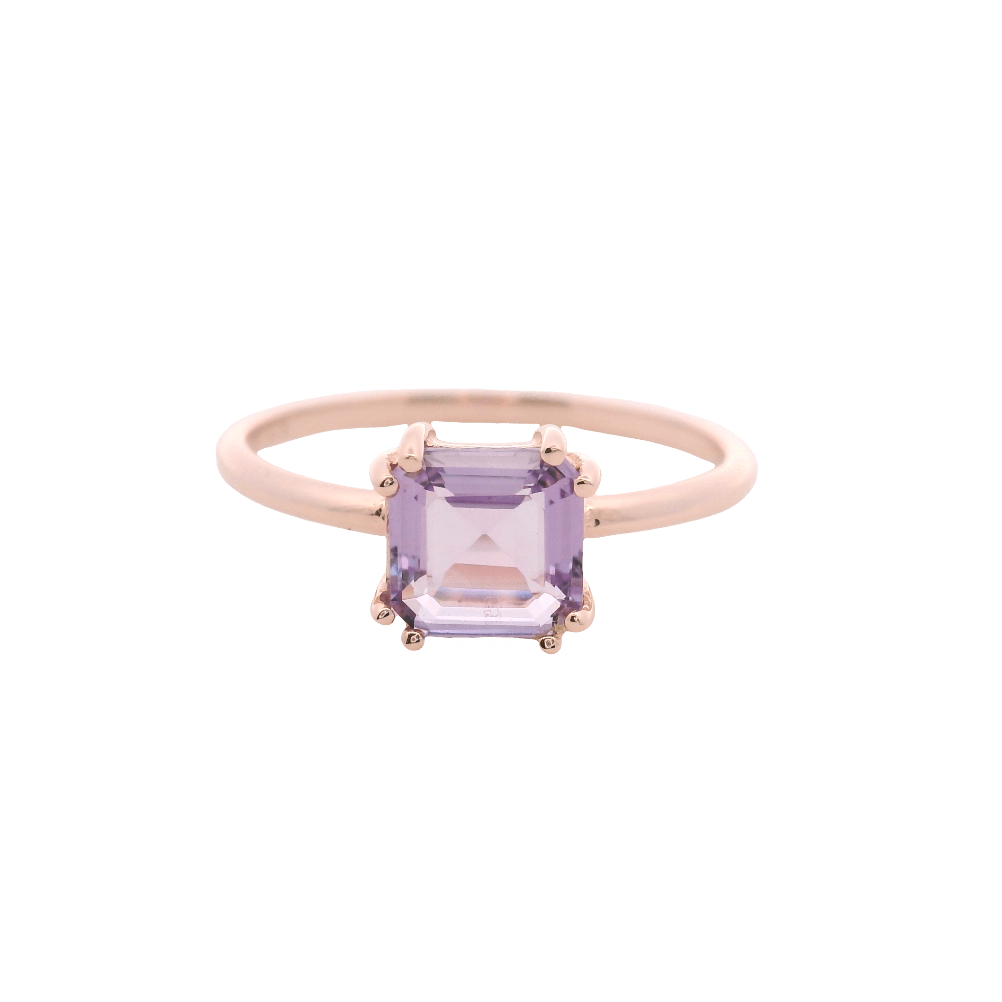 925RG SOLITARY CUSHION AMETHYST 7MM RING T6.5 - C'SANTOS