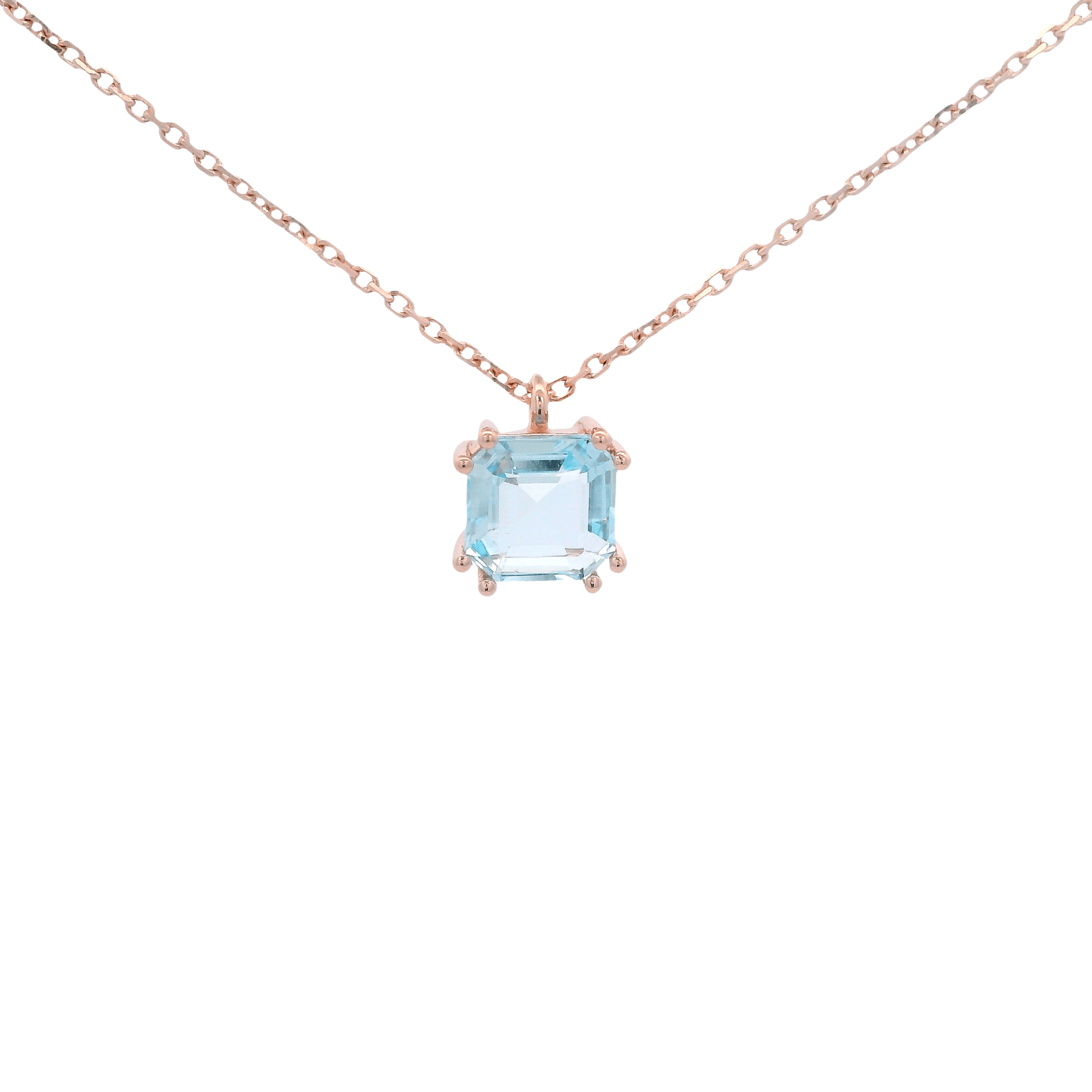 925RG SOLITARY CUSHION TOPAZ BLUE SKY 7MM NECKLACE - C'SANTOS