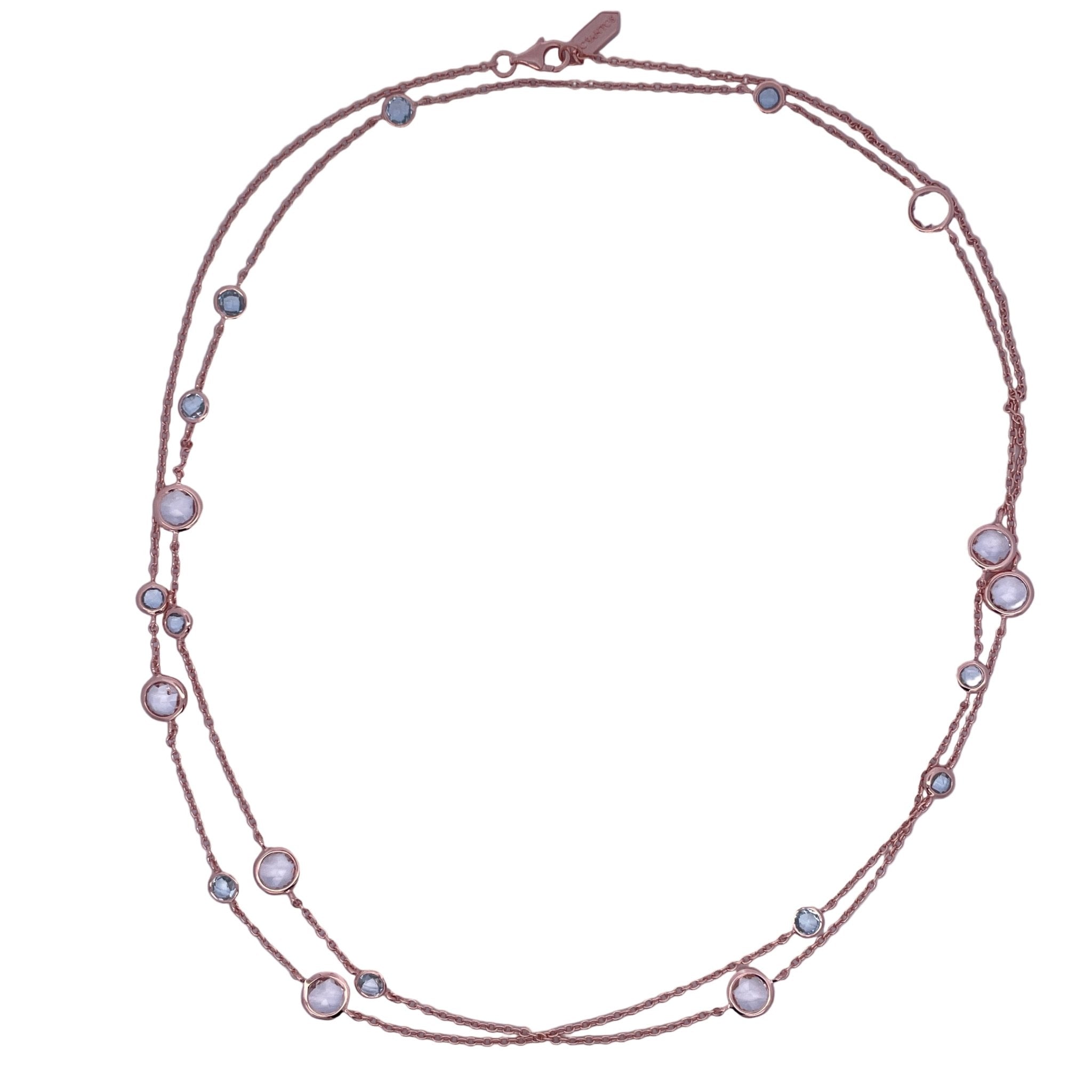 925RG STATION ROCK CRYSTAL WITH TOPAZ BLUE NECKLACE - C'SANTOS