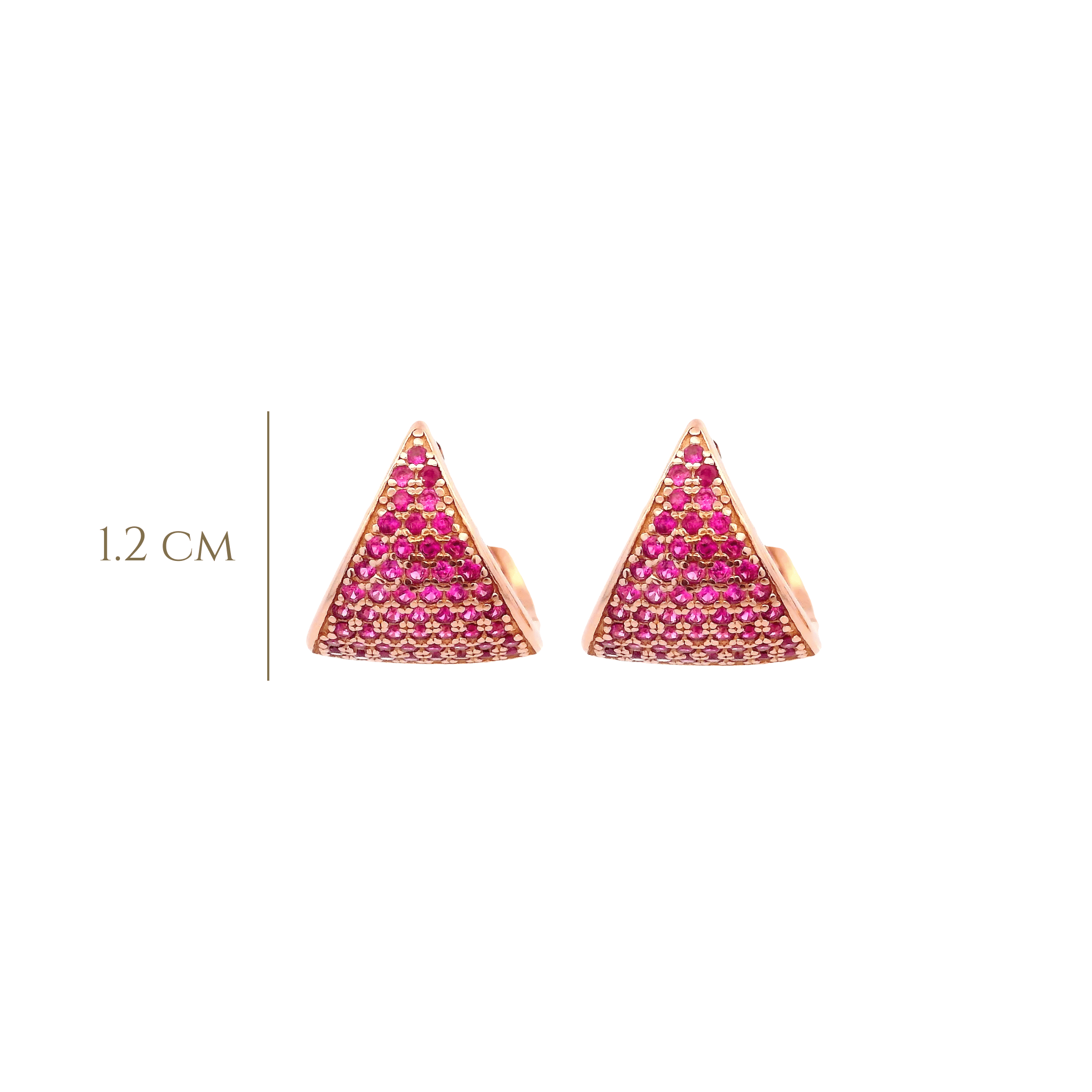 925RG TRIANGLE PAVE CZ FUSHIA HUGGIES - C'SANTOS