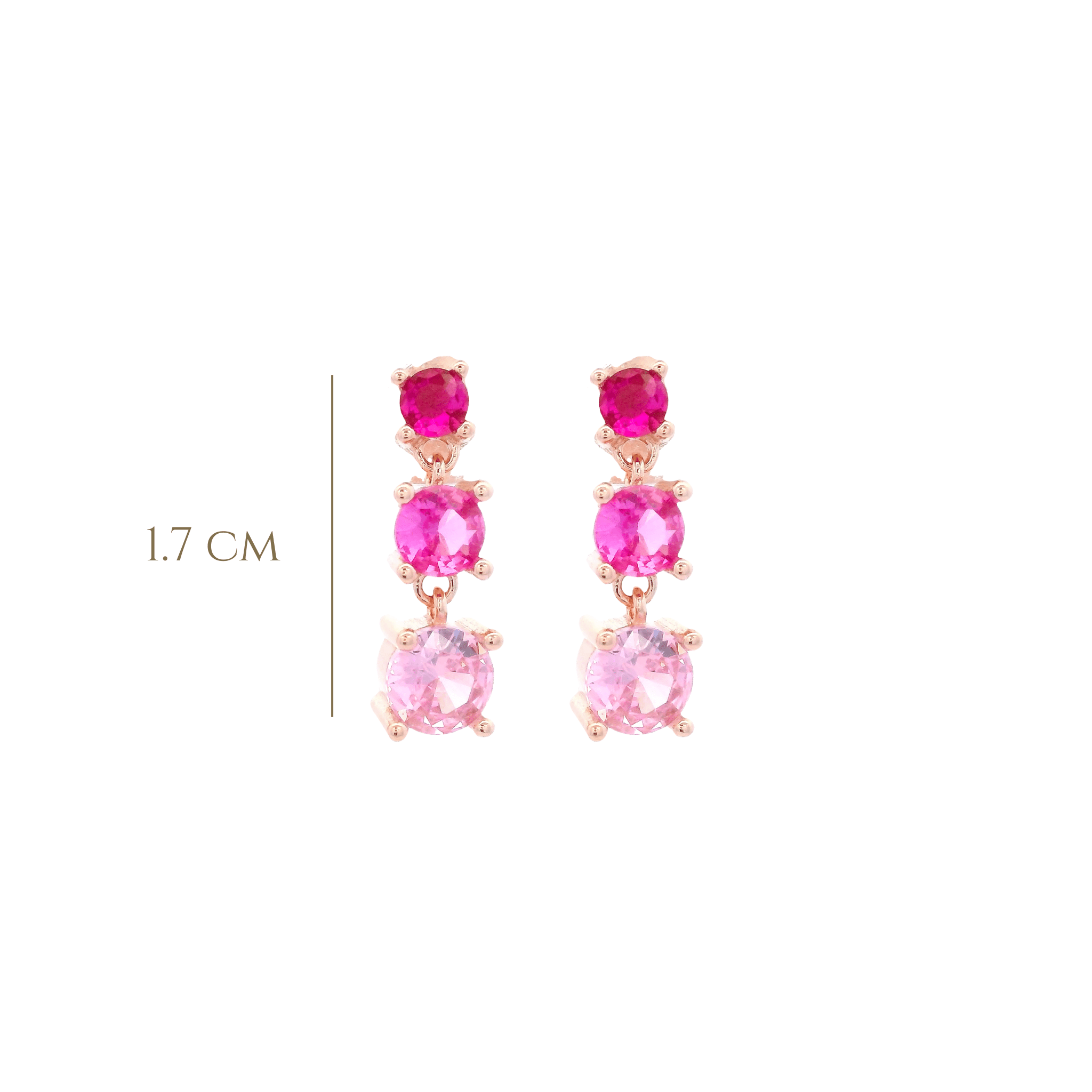 925RG TRIPLE STONE FUSHIA EARRINGS - C'SANTOS