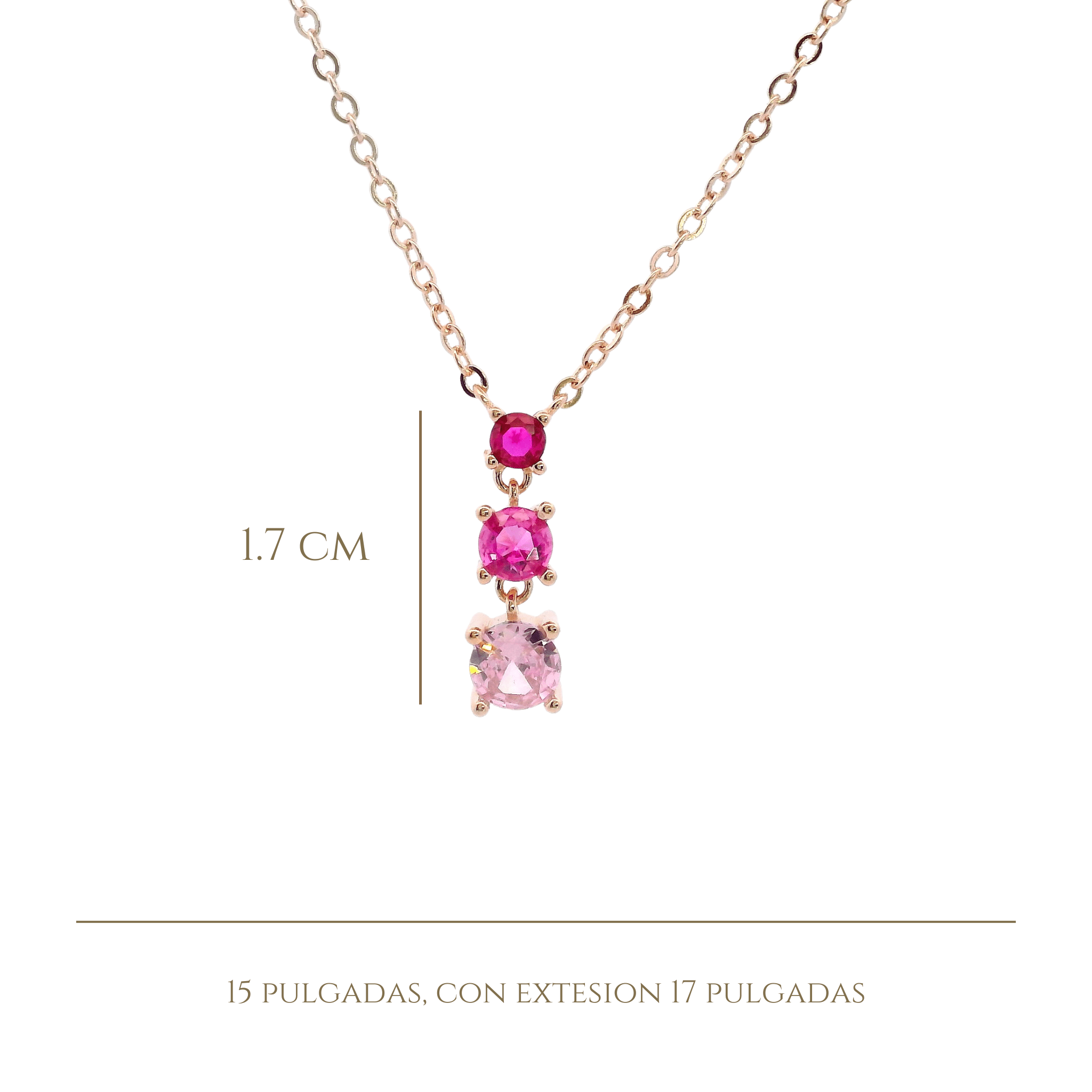 925RG TRIPLE STONE FUSHIA NECKLACE - C'SANTOS