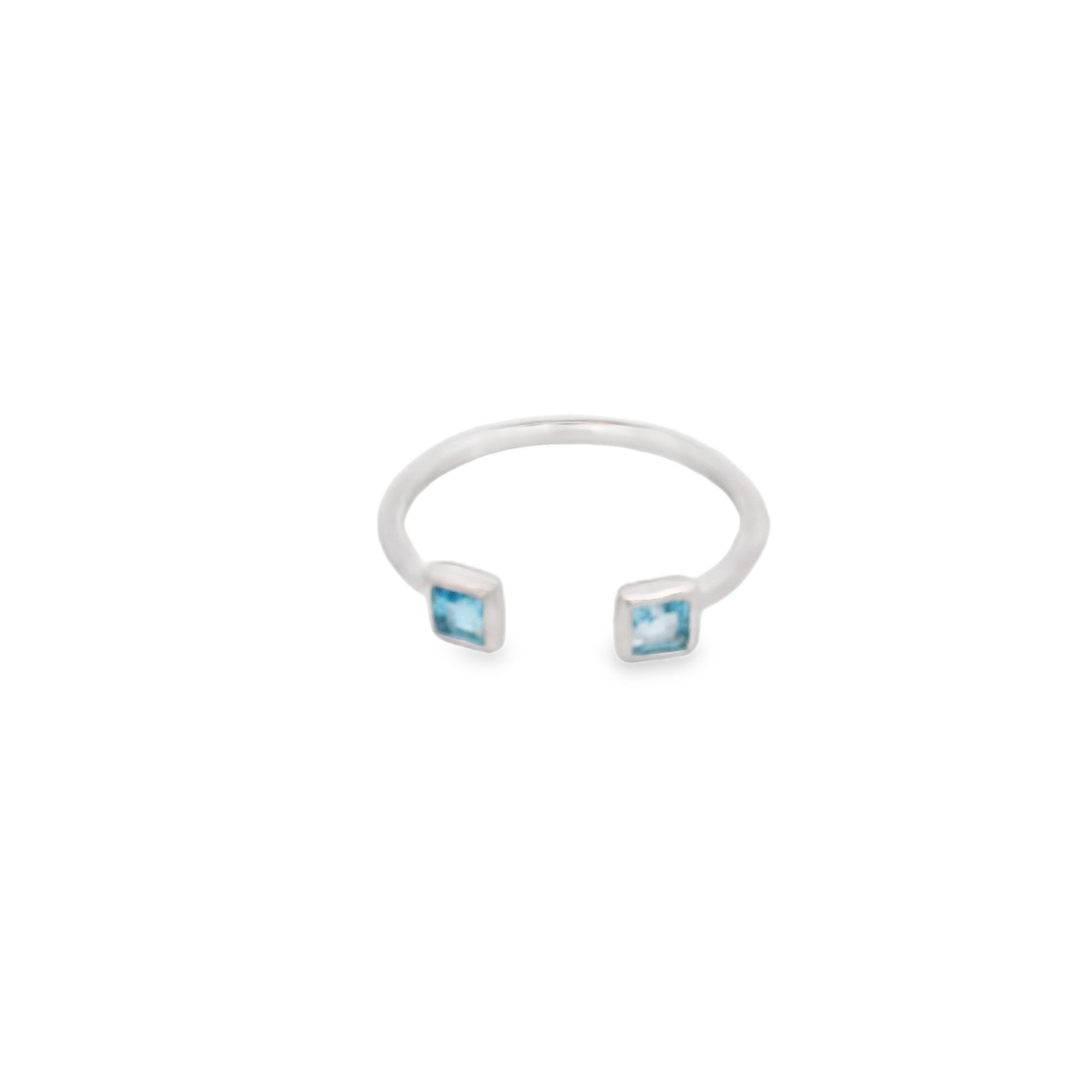 925SL BAGUETTE TOPAZ BLUE SWISS OPEN RING T6.5 - C'SANTOS