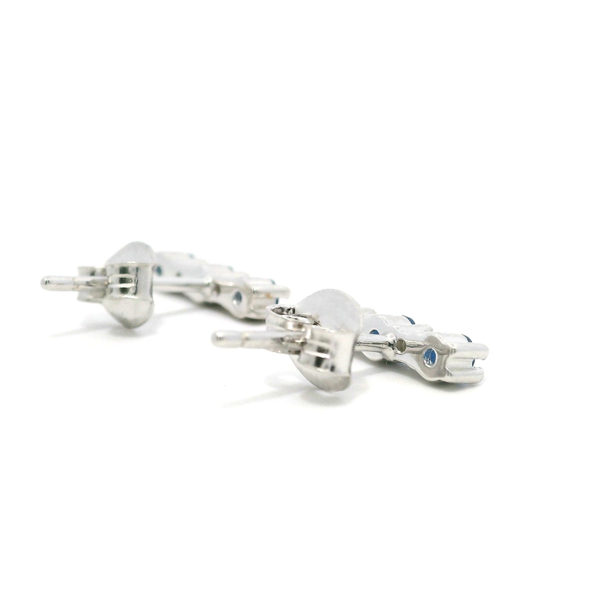 925SL BAR CZ BLUE WITH WHITE CZ EARRINGS - C'SANTOS