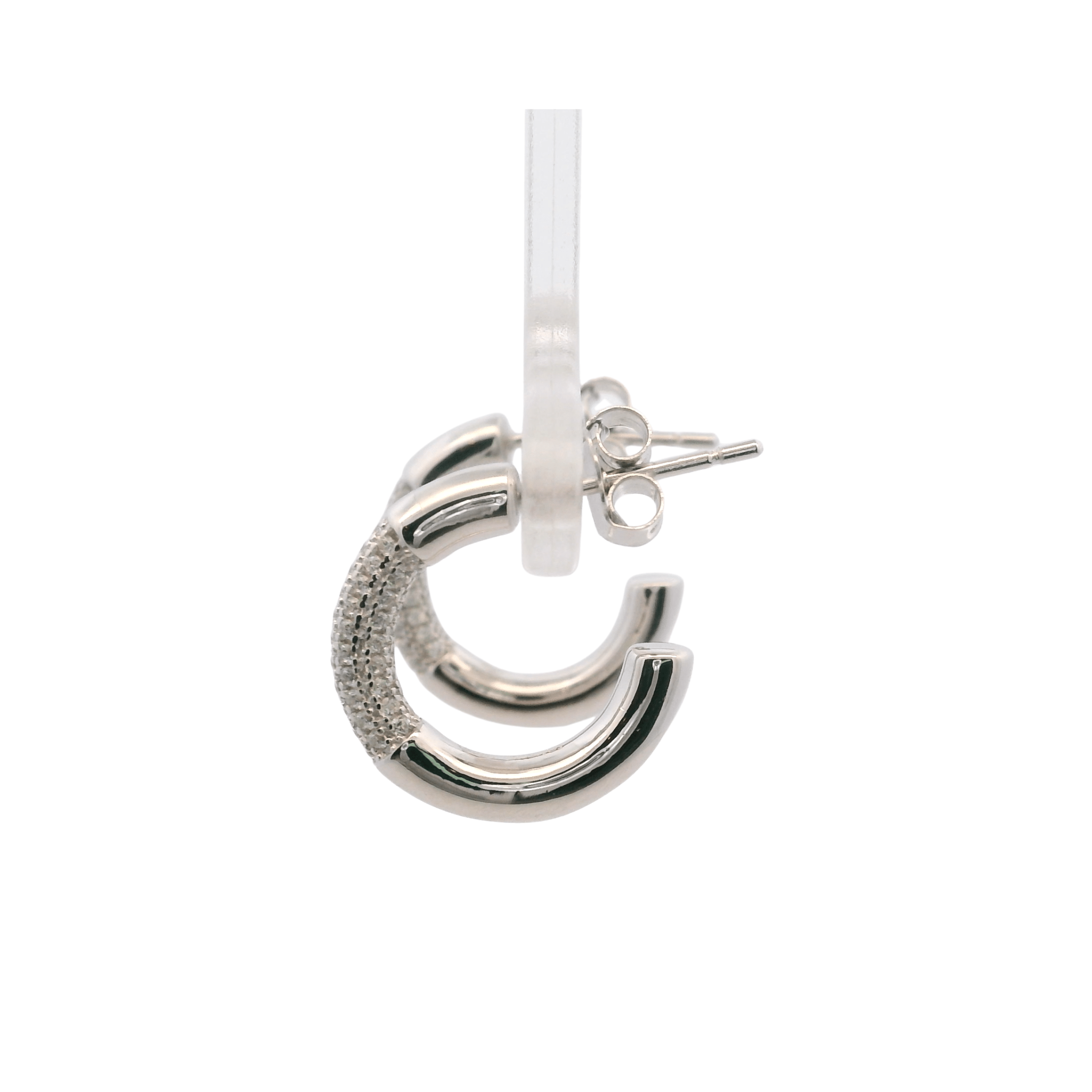 925SL BAR PAVE EARRINGS - C'SANTOS