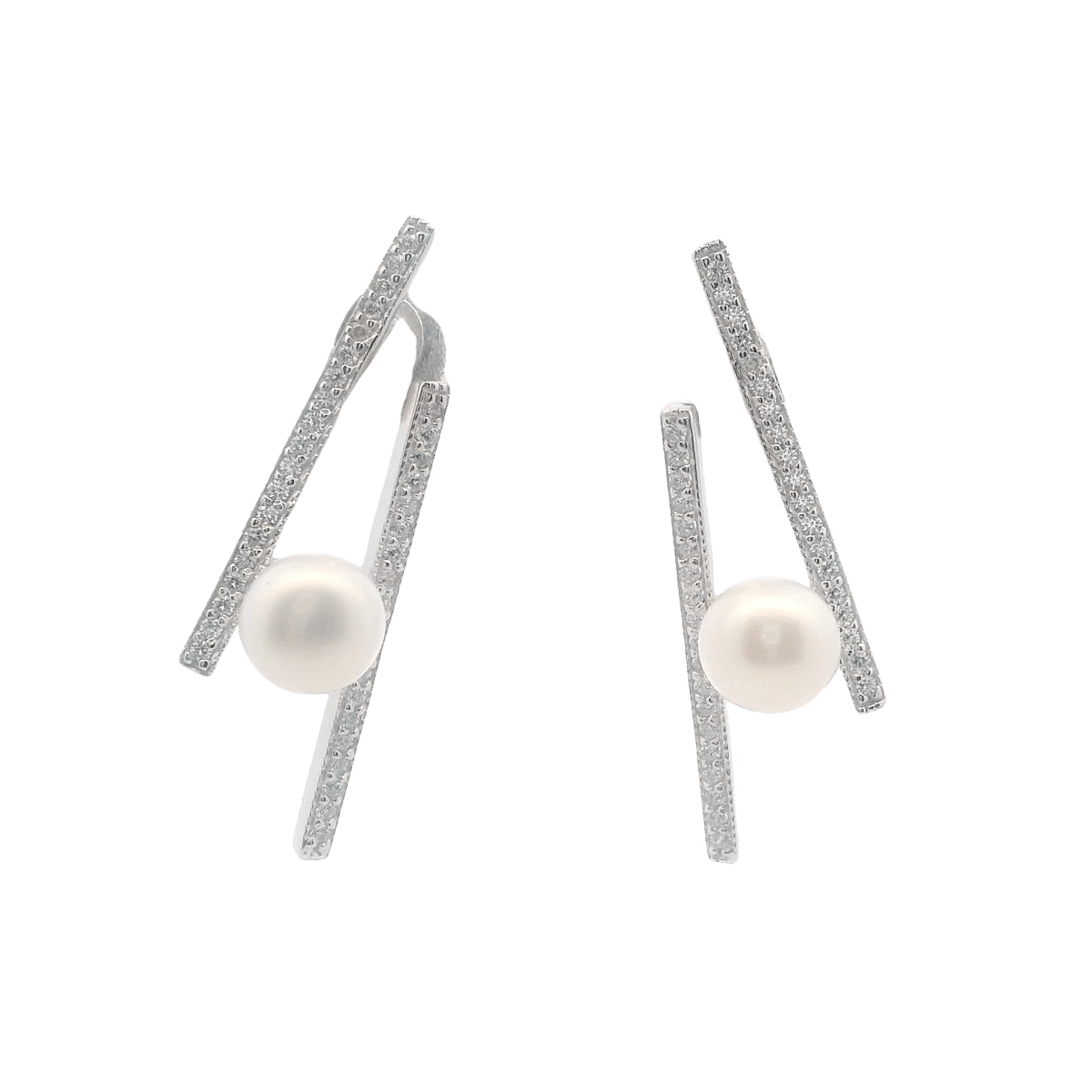 925SL BAR WITH PERL EARRINGS - C'SANTOS