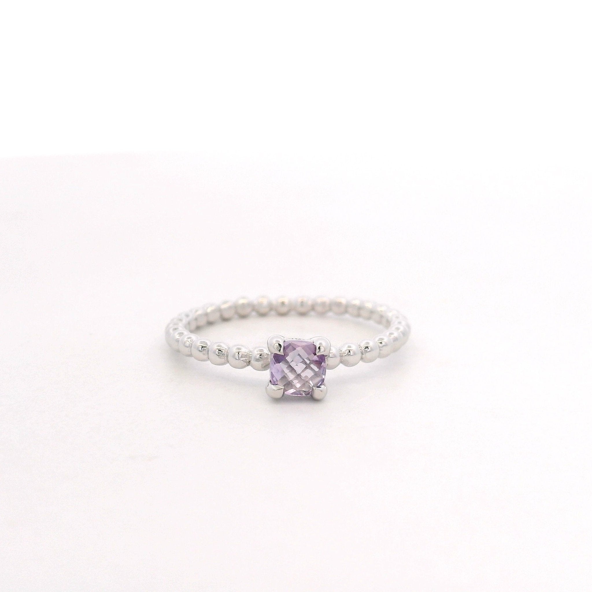925SL BEANDS AMETHYST SOLITARY RING T6.5 - C'SANTOS
