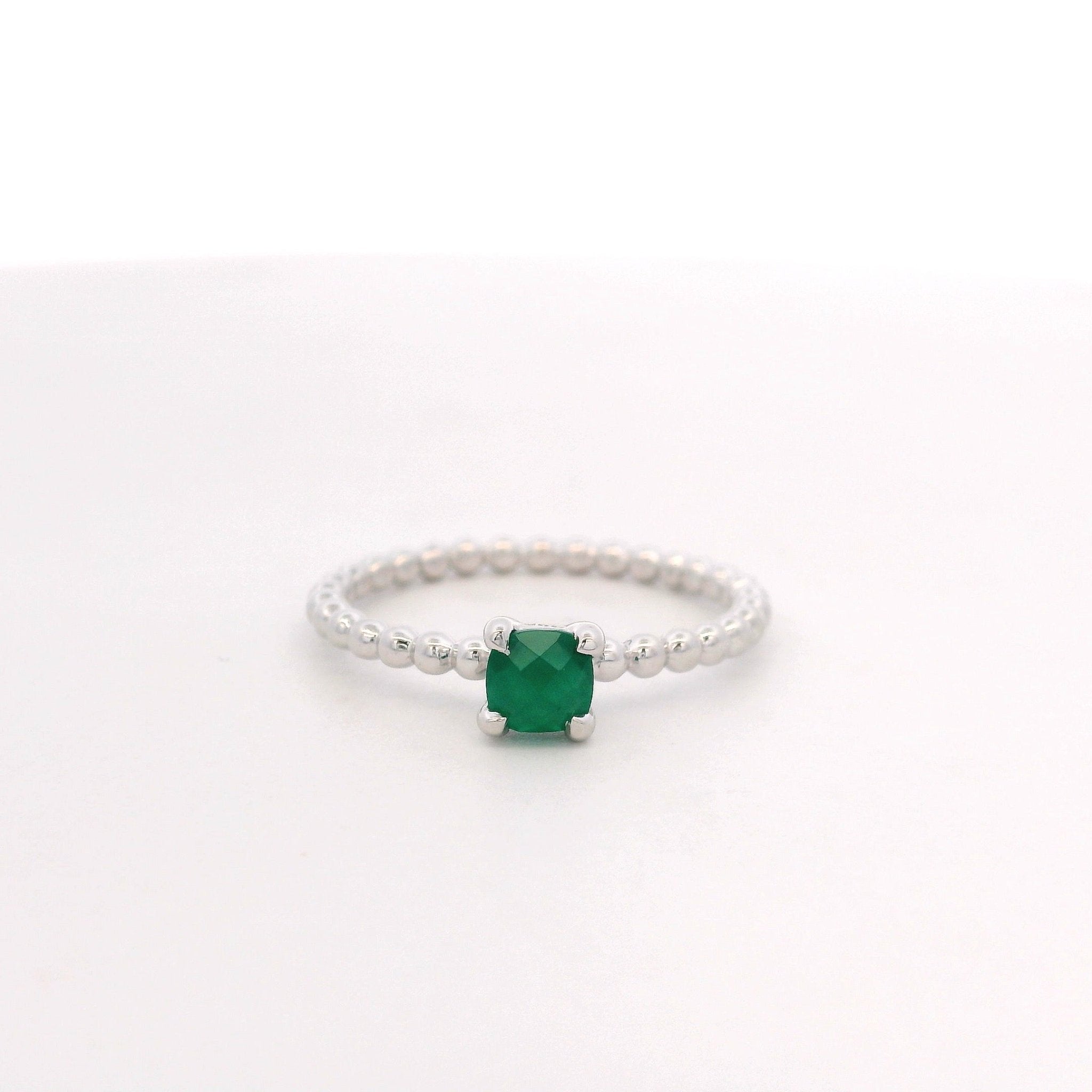 925SL BEANDS ONYX GREEN SOLITARY RING T6.5 - C'SANTOS