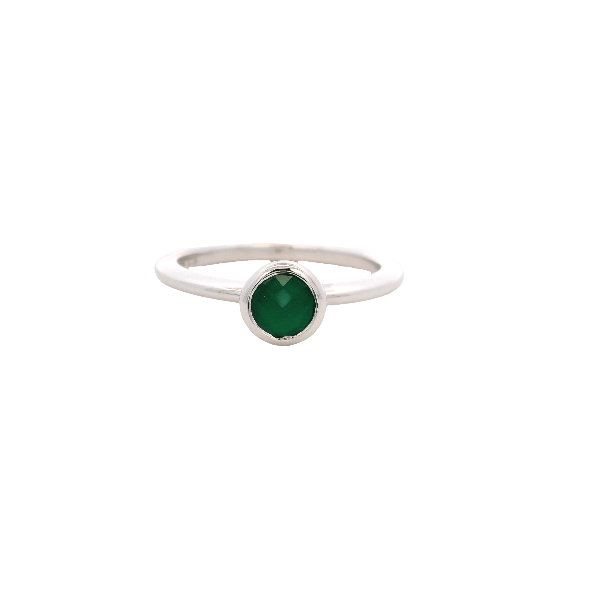 925SL BEZEL ONYX GREEN SOLITARY RING T6.5 - C'SANTOS