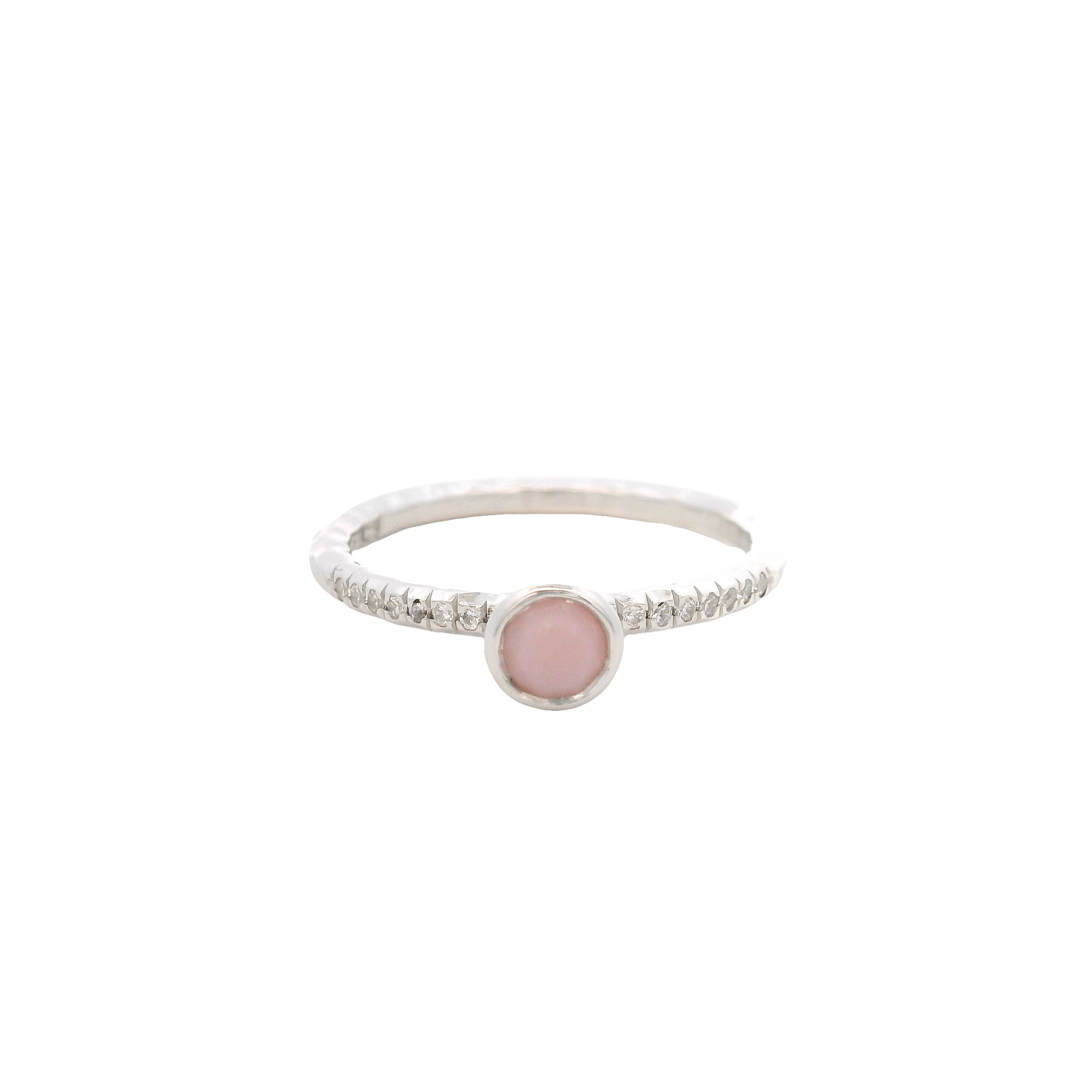 925SL BEZEL OPAL PINK AND CZ RING T6.5 - C'SANTOS