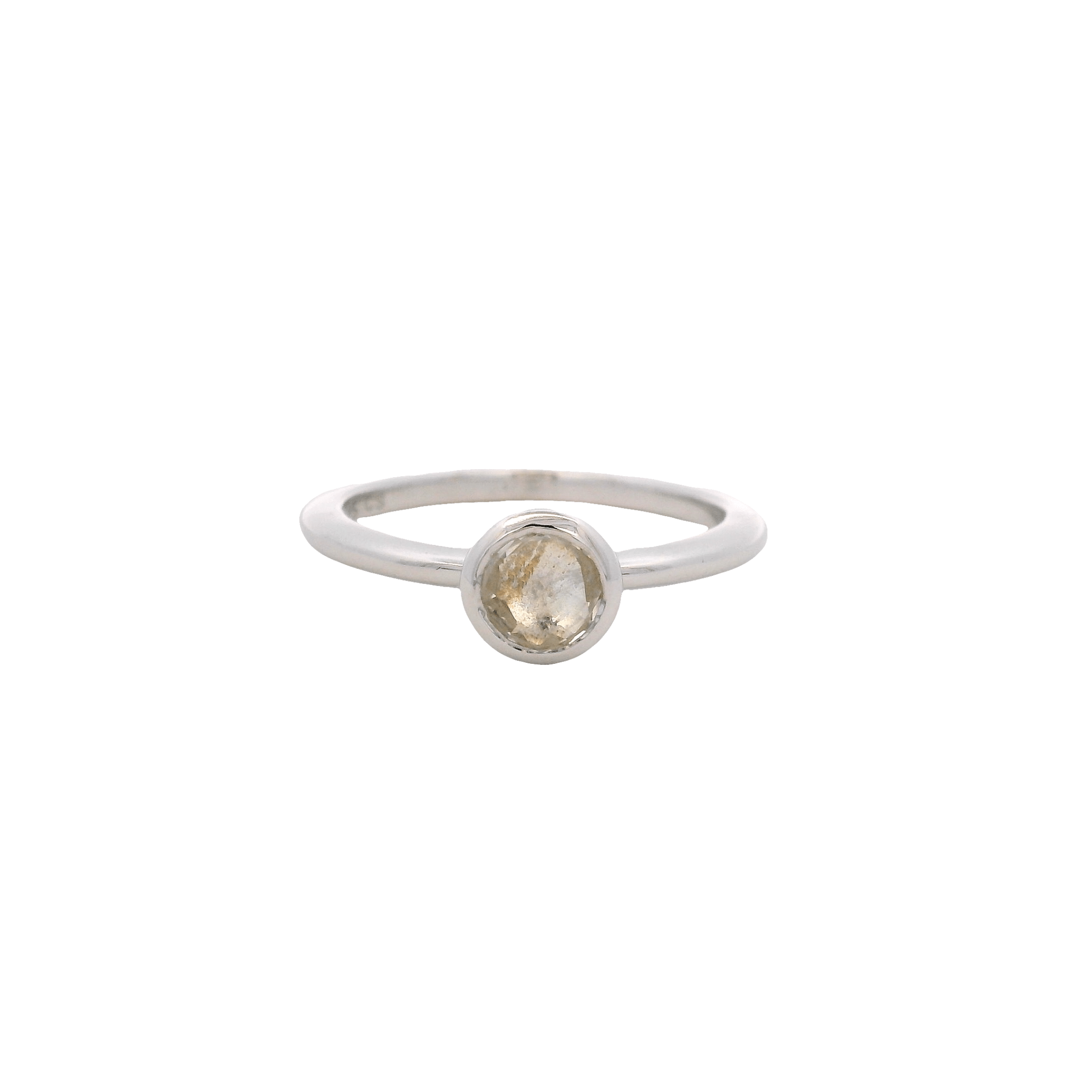 925SL BEZEL ROCK CRYSTAL SOLITARY RING T6.5 - C'SANTOS