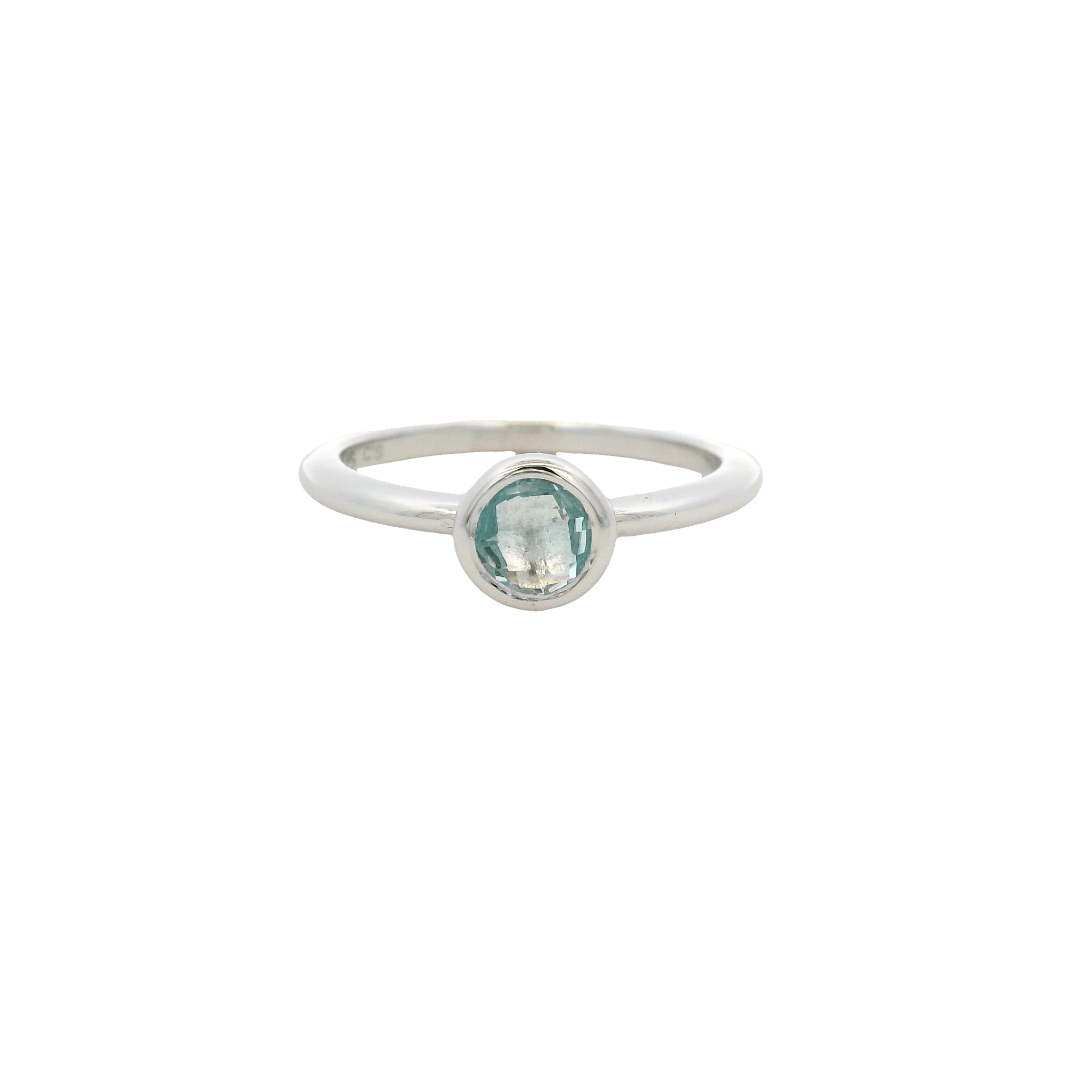 925SL BEZEL TOPAZ BLUE SOLITARY RING T6.5 - C'SANTOS
