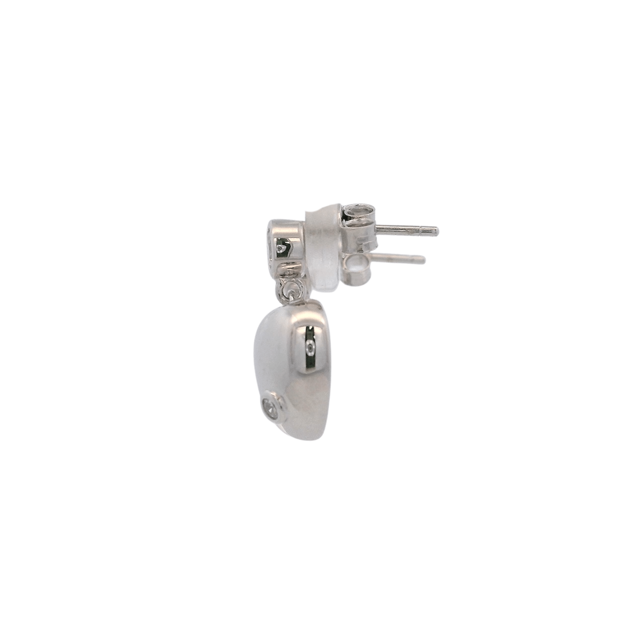 925SL BEZEL WITH HEART SMOOTH EARRINGS - C'SANTOS