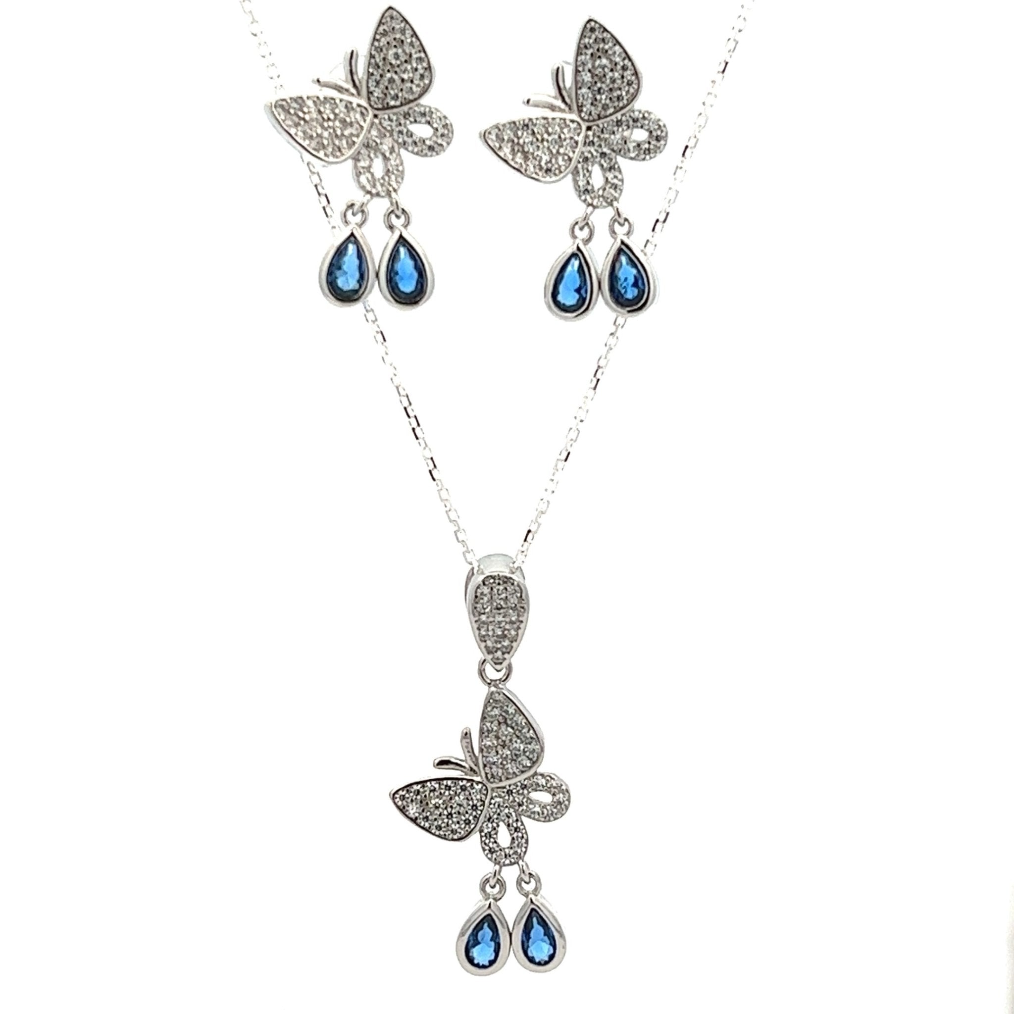 925SL BUTTERFLY COLOR CZ SET - C'SANTOS