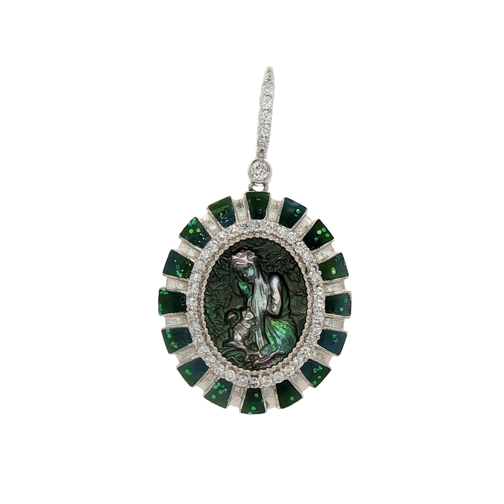 925SL CAMEO CZ AND SYN OPAL PENDANT - C'SANTOS