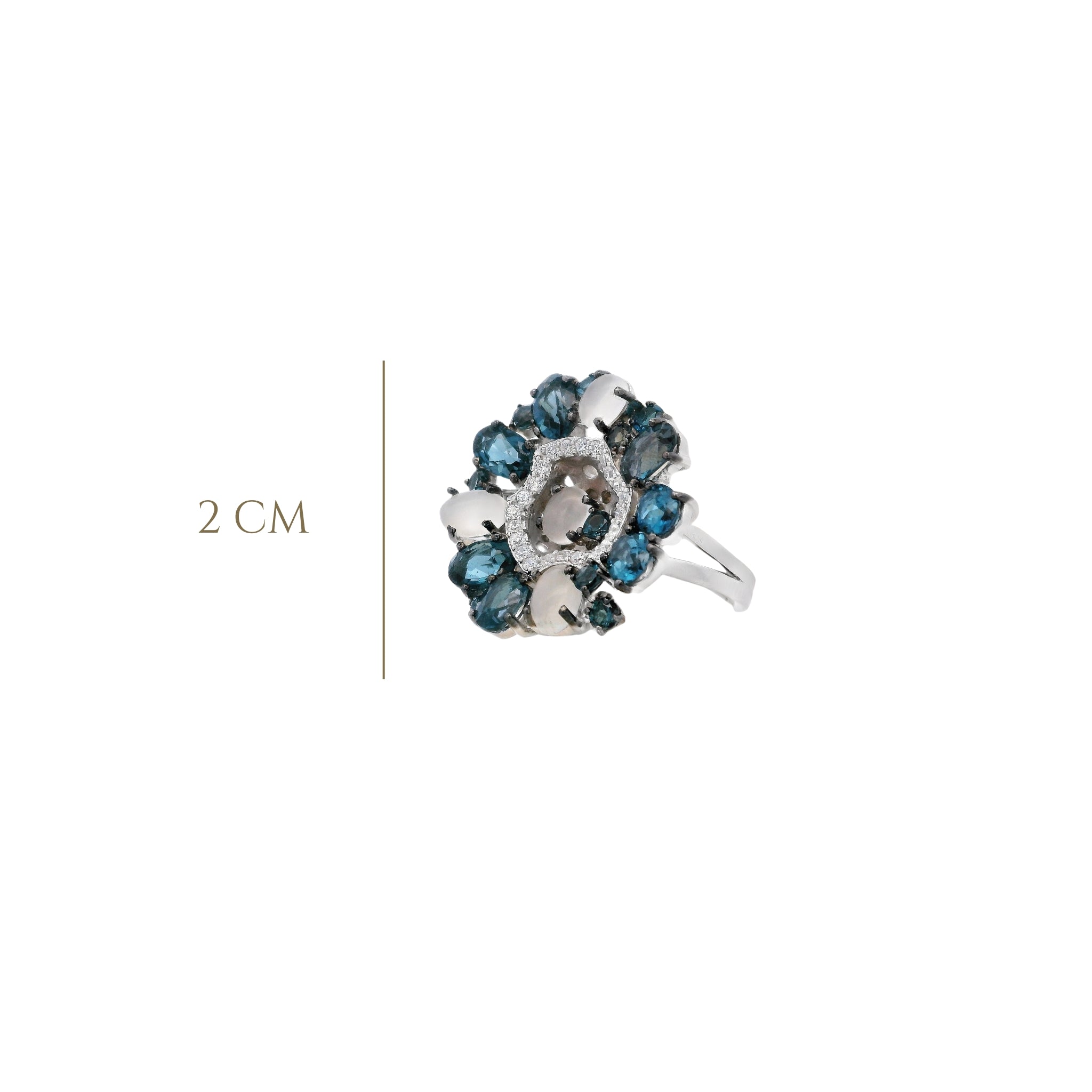 925SL CIRCLE LONDON TOPAZ MOONSTONE RING T7 - C'SANTOS