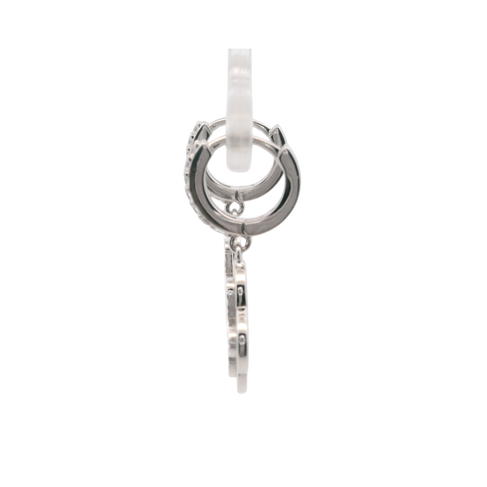 925SL CLOVER TEXTURE WITH CZ AROUND EARRINGS - C'SANTOS