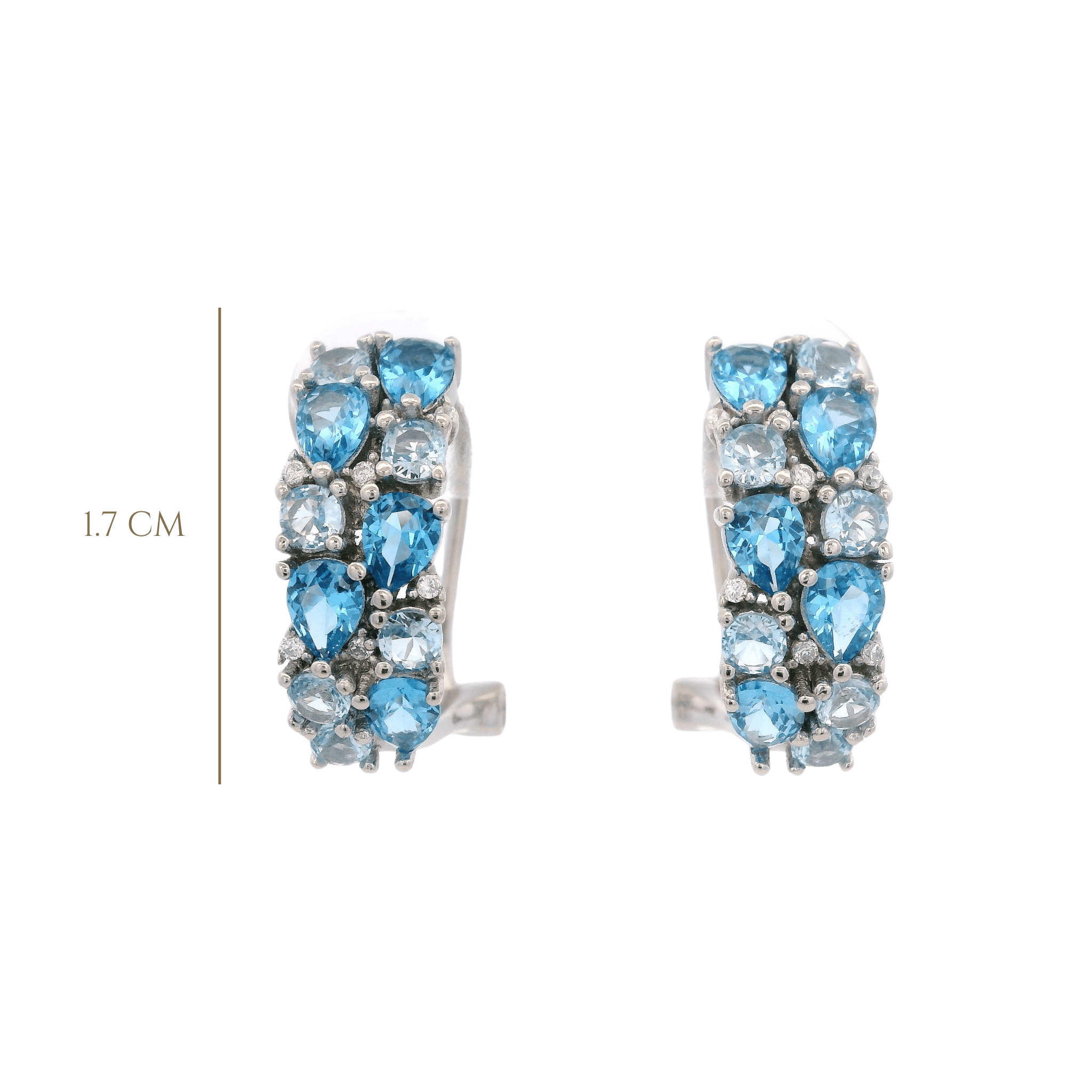 925SL CLUSTER HOOPS BLUE CZ - C'SANTOS