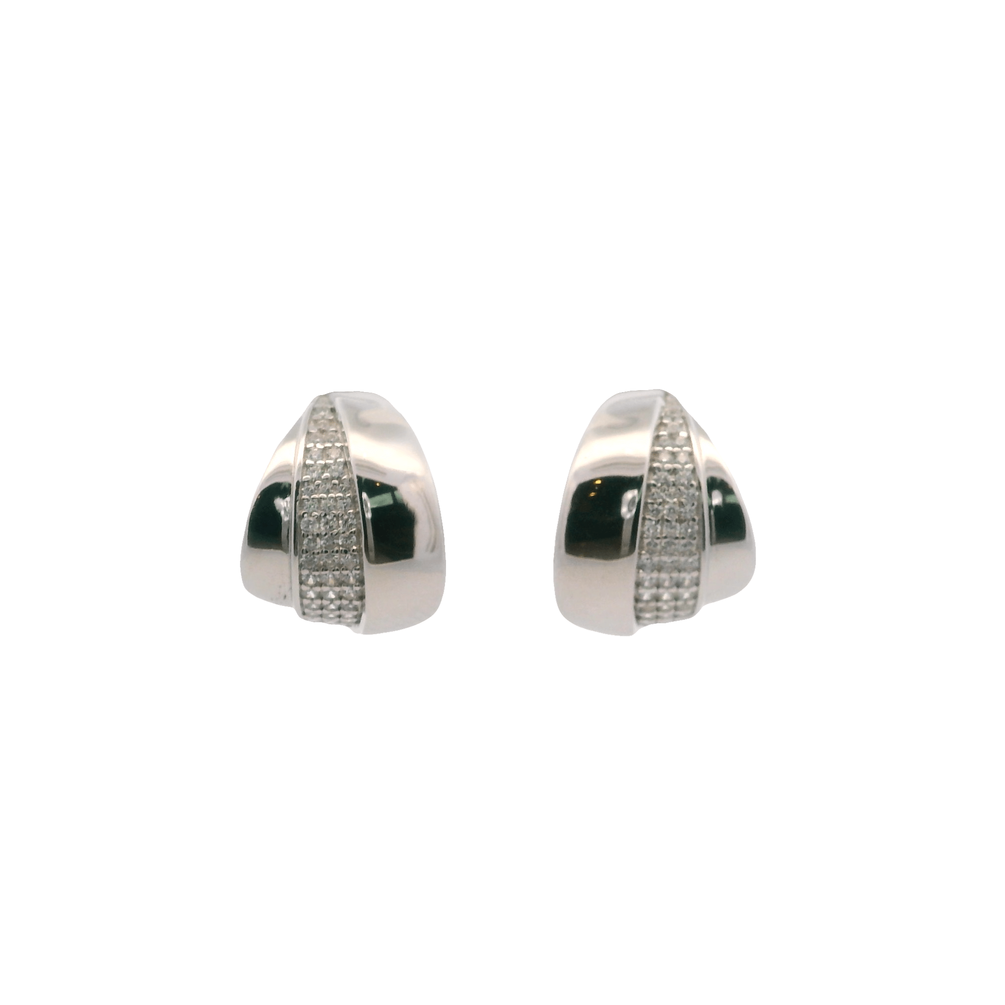 925SL DOME CENTER CZ EARRINGS - C'SANTOS