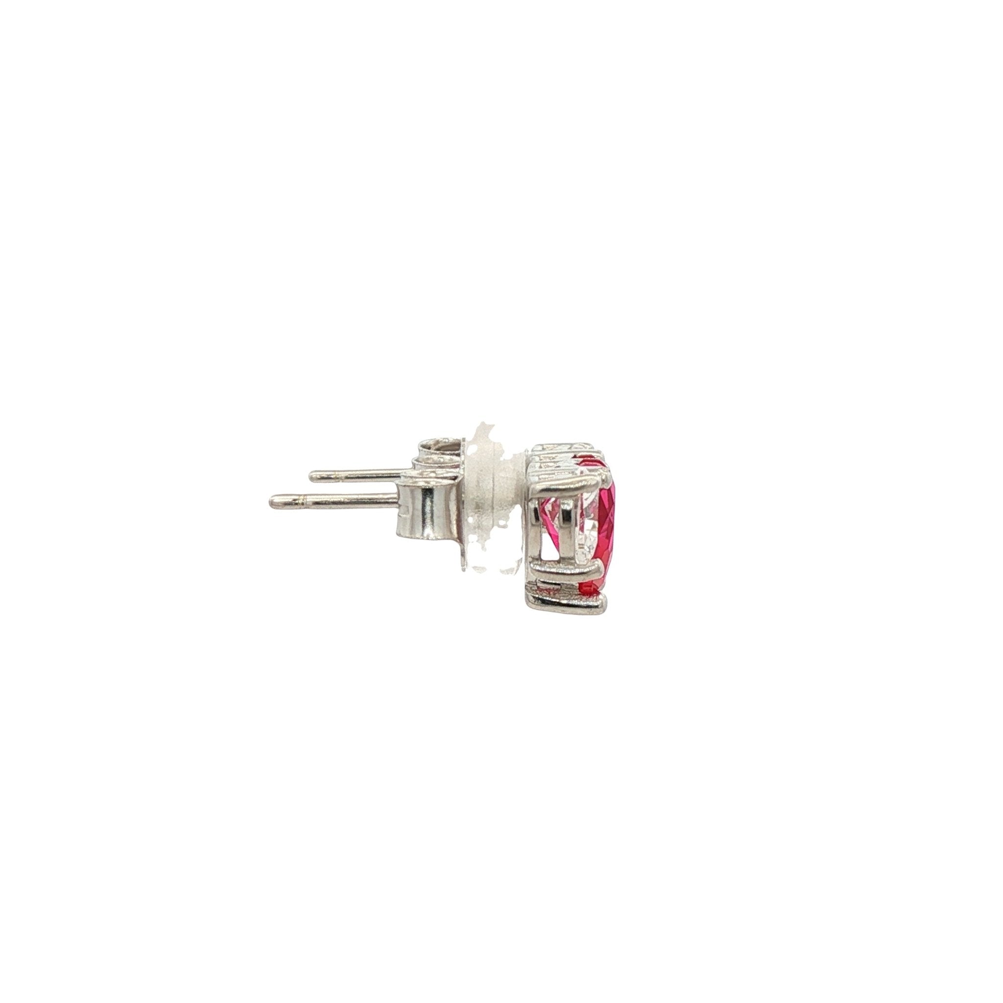925SL DOUBLE HEART WHITE AND RED CZ EARRINGS - C'SANTOS