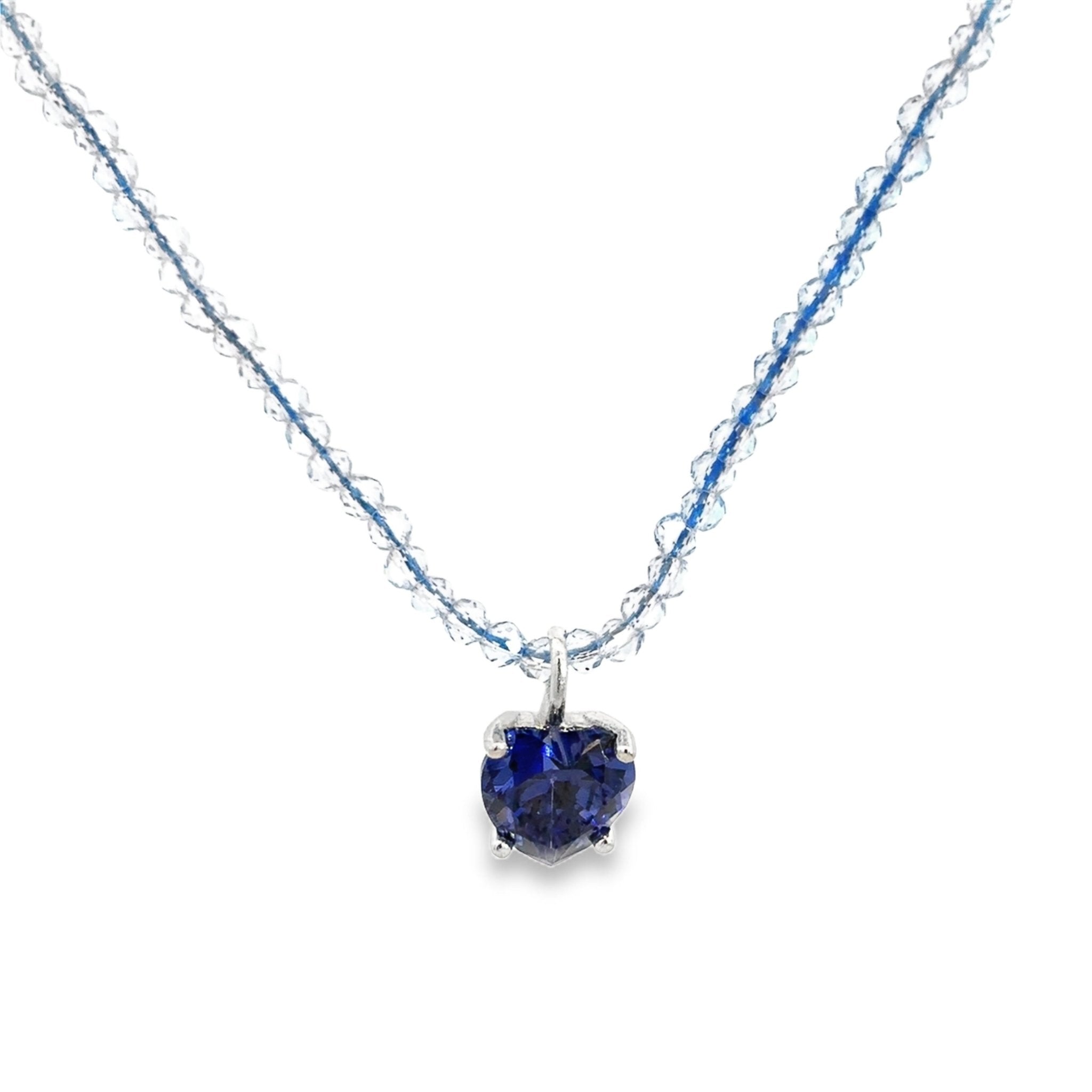 925SL HEART CZ BLUE NECKLACE - C'SANTOS