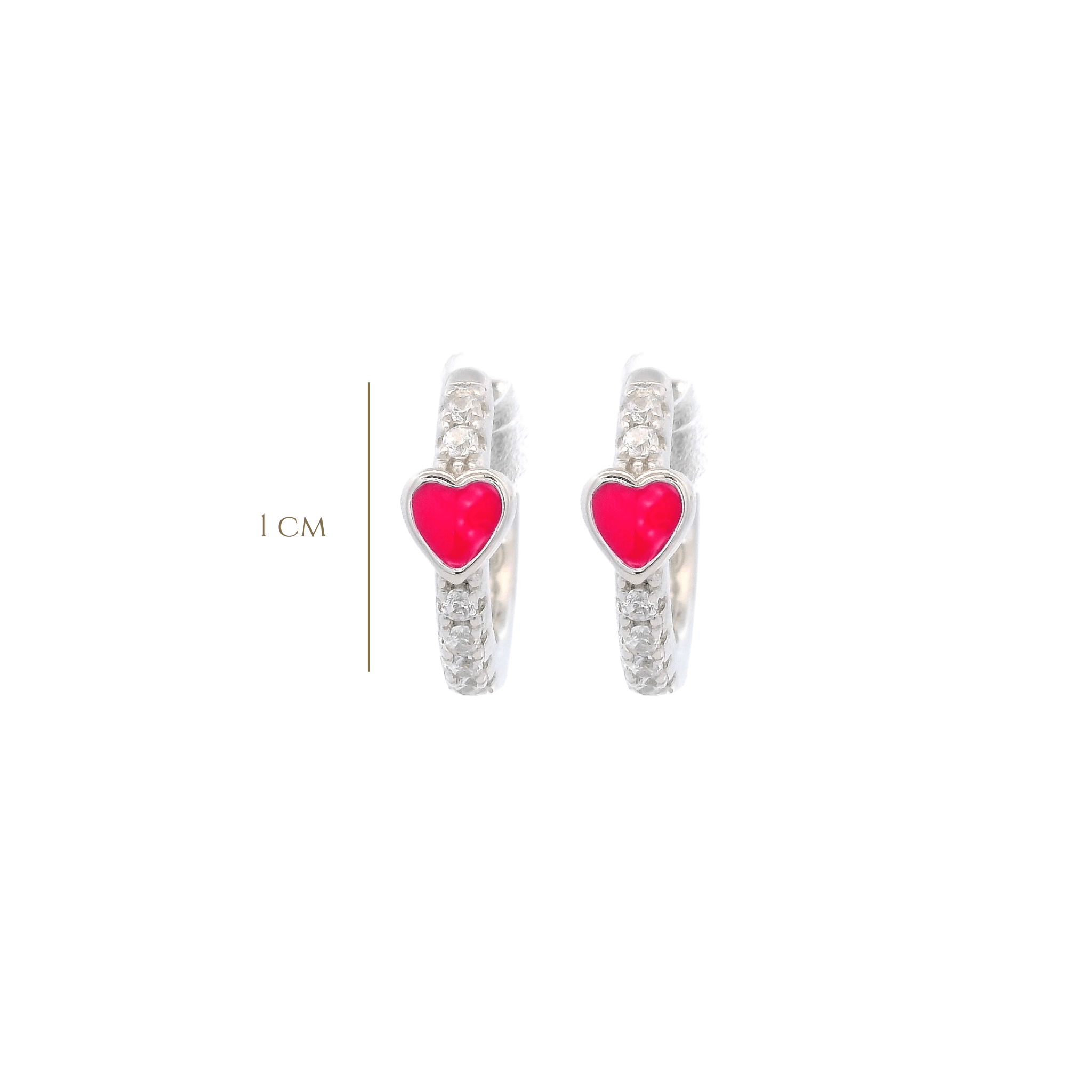 925SL HEART ENAMEL PINK EARRINGS - C'SANTOS
