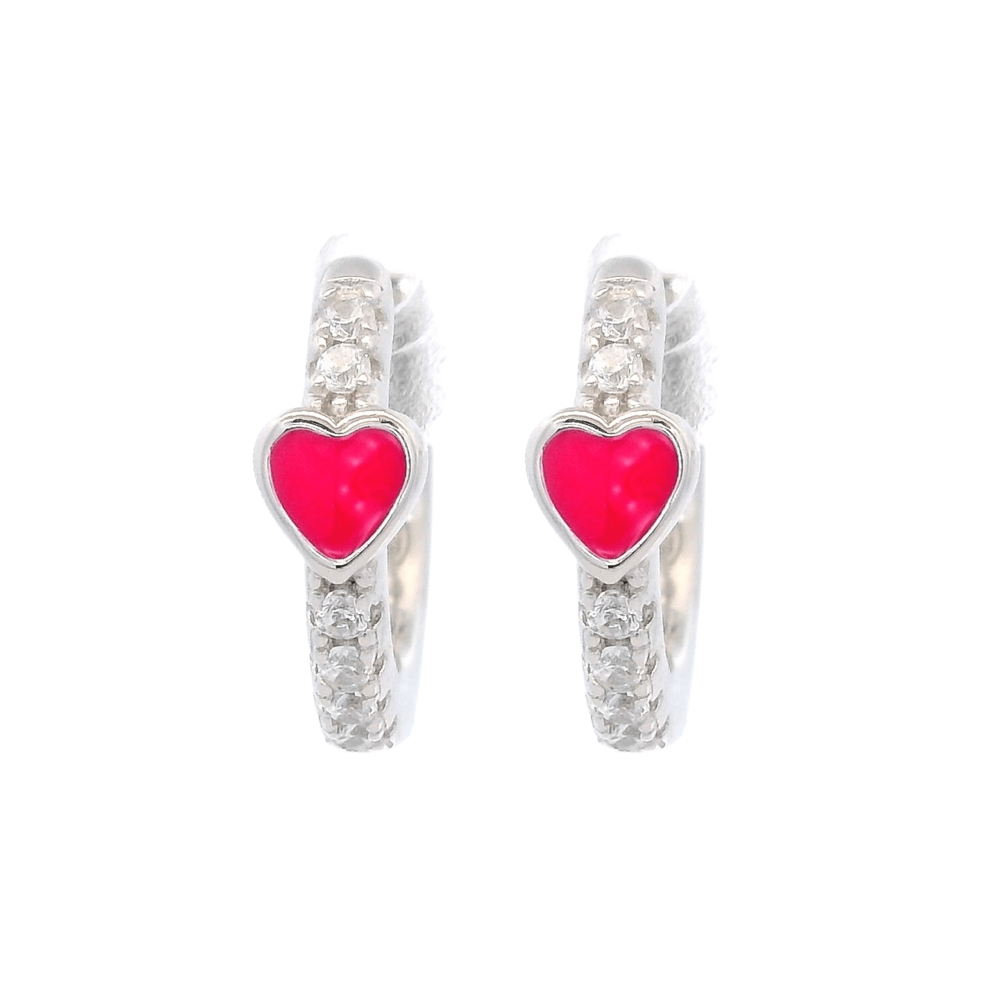 925SL HEART ENAMEL PINK EARRINGS - C'SANTOS