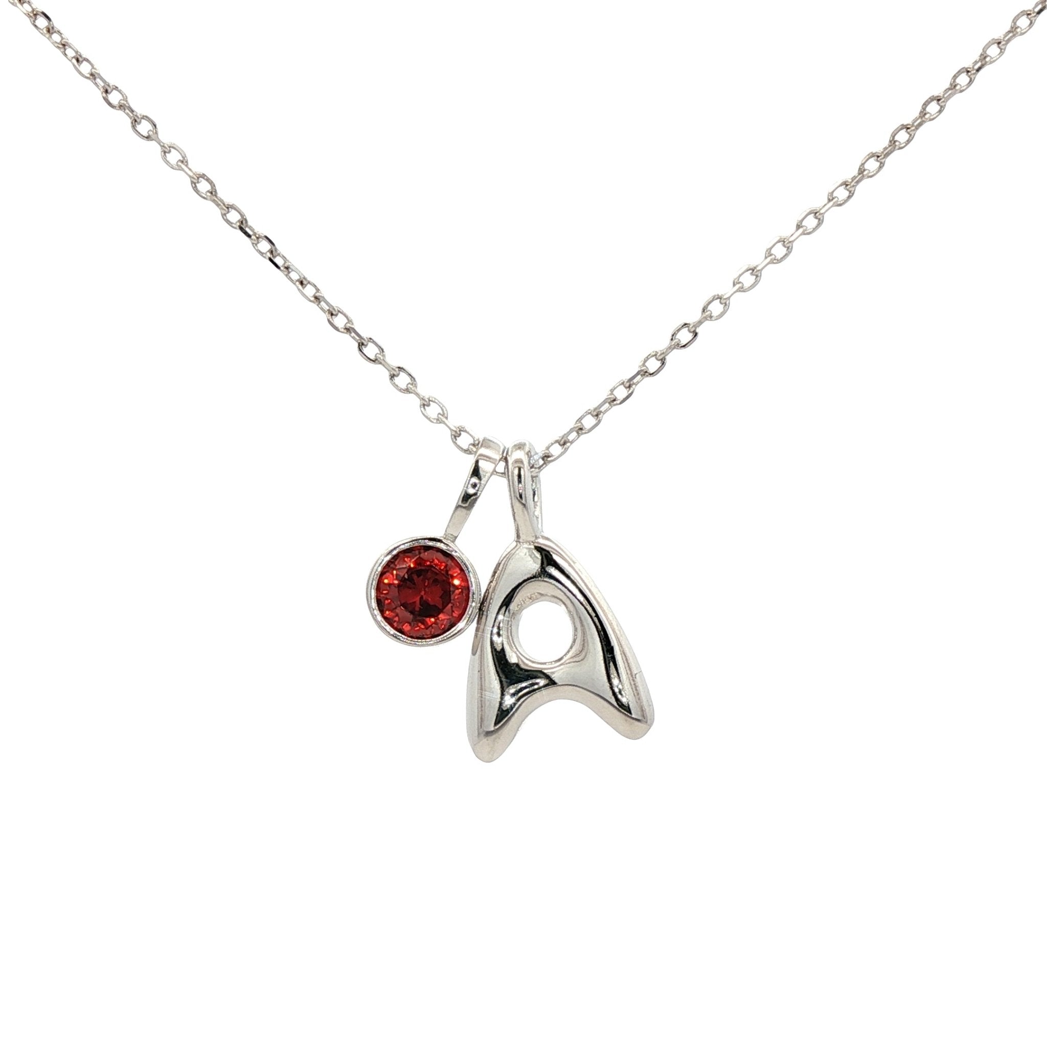 925SL INICIAL A RED CZ PENDANT NECKLACE - C'SANTOS
