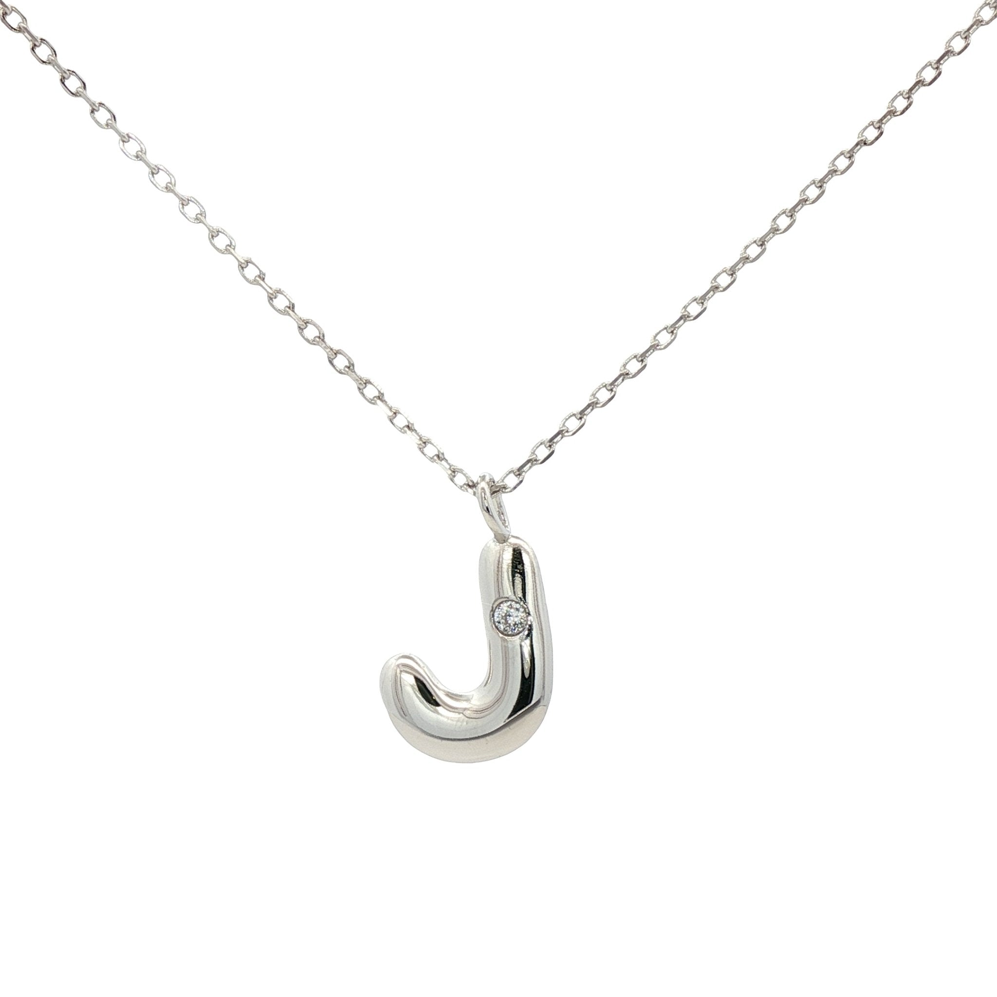 925SL INICIAL J CZ NECKLACE - C'SANTOS