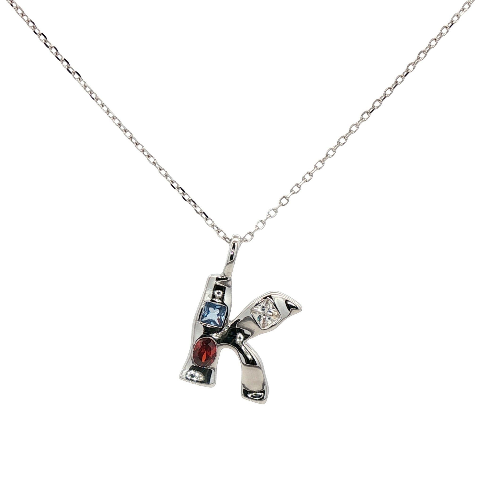 925SL INICIAL K MULTICOLOR CZ NECKLACE - C'SANTOS