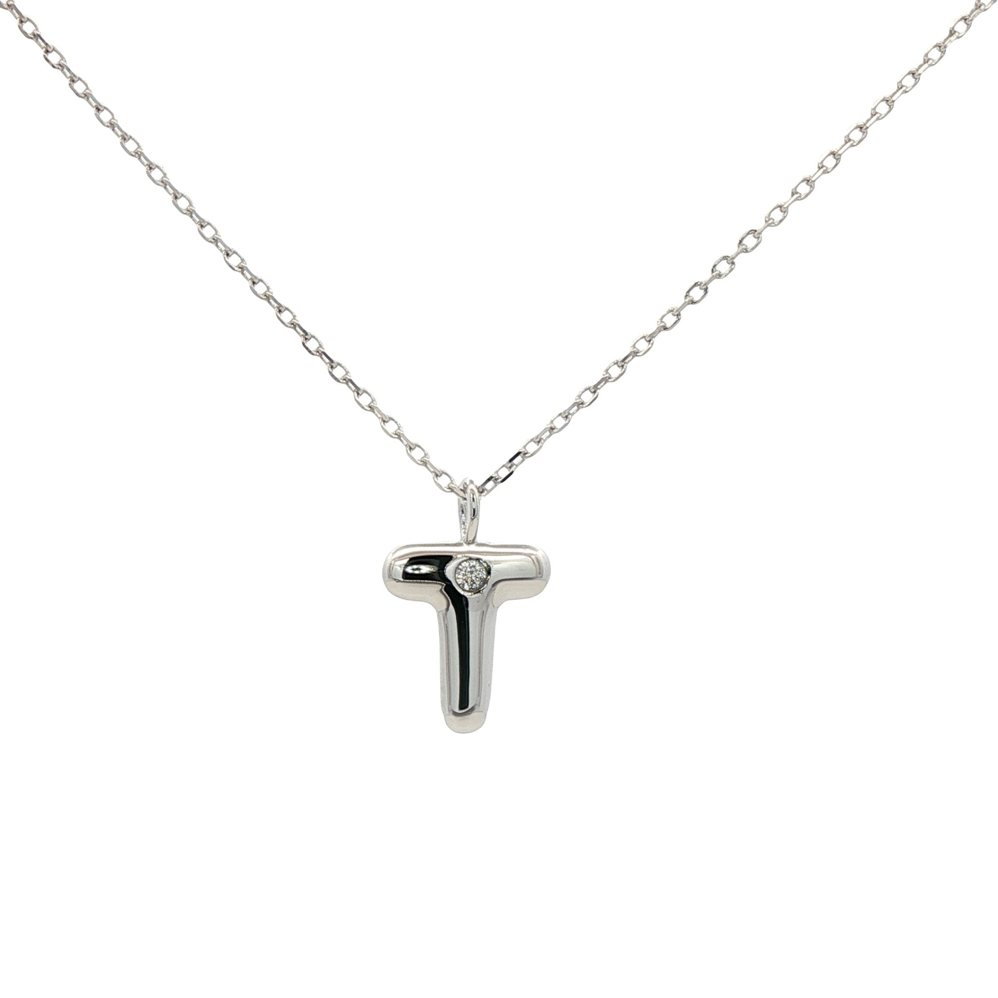 925SL INICIAL T CZ NECKLACE - C'SANTOS