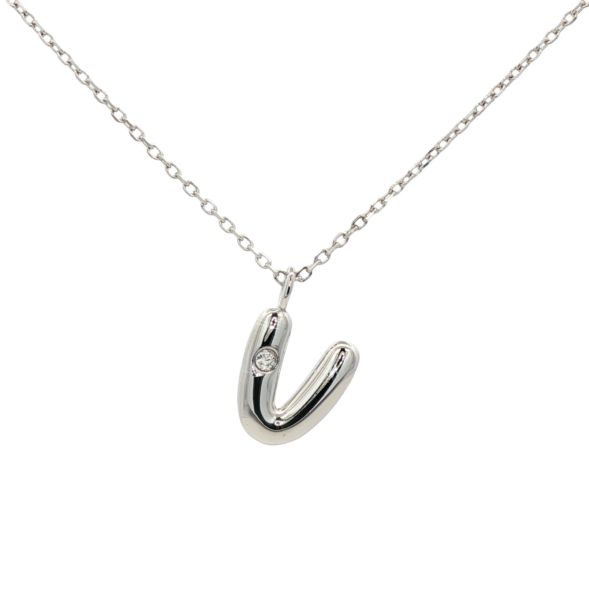 925SL INICIAL V CZ NECKLACE - C'SANTOS