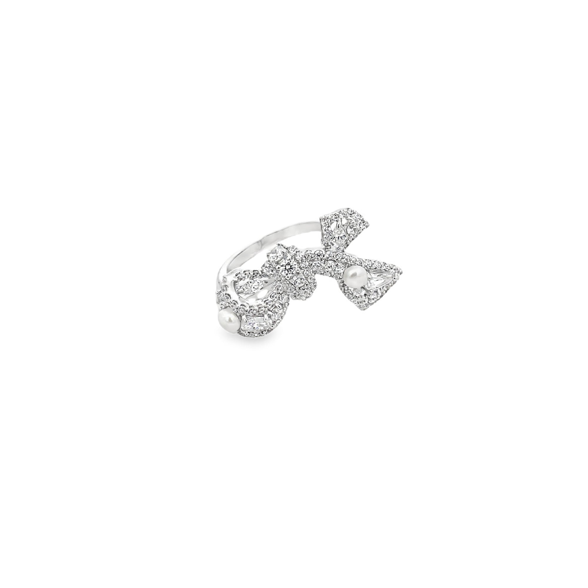 925SL KNOT PAVE AND TINY PEARL RING T6 T7 T8 - C'SANTOS