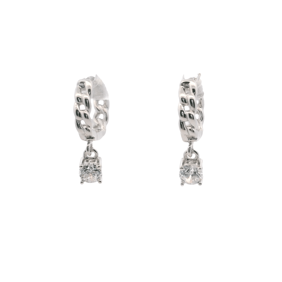 925SL LINKS PENDANT CZ HUGGIES - C'SANTOS