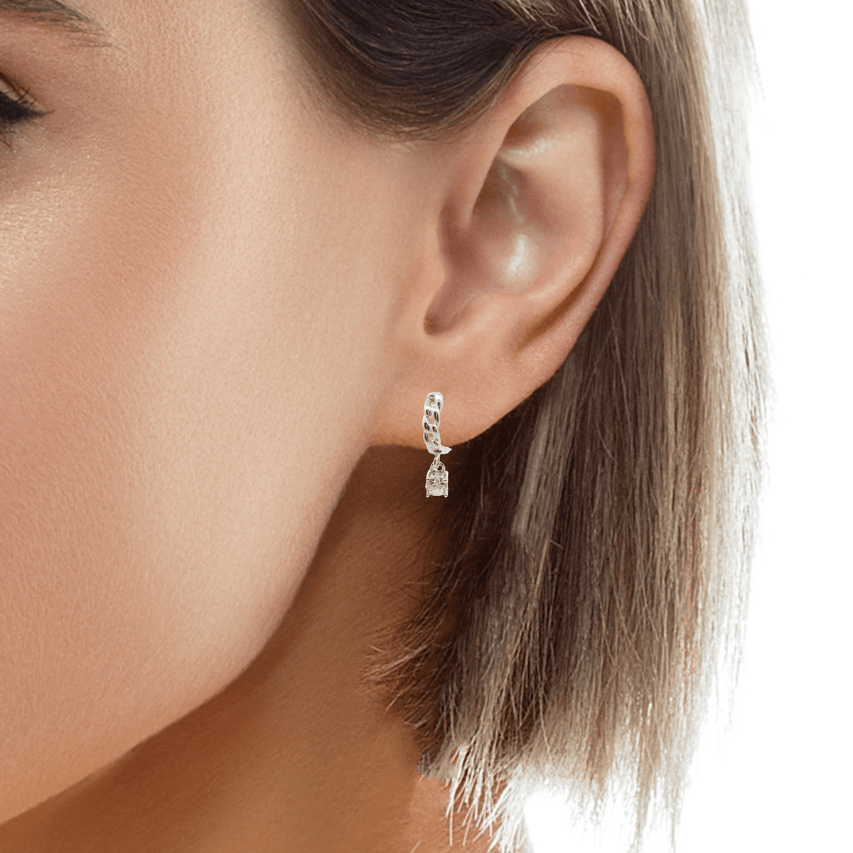 925SL LINKS PENDANT CZ HUGGIES - C'SANTOS