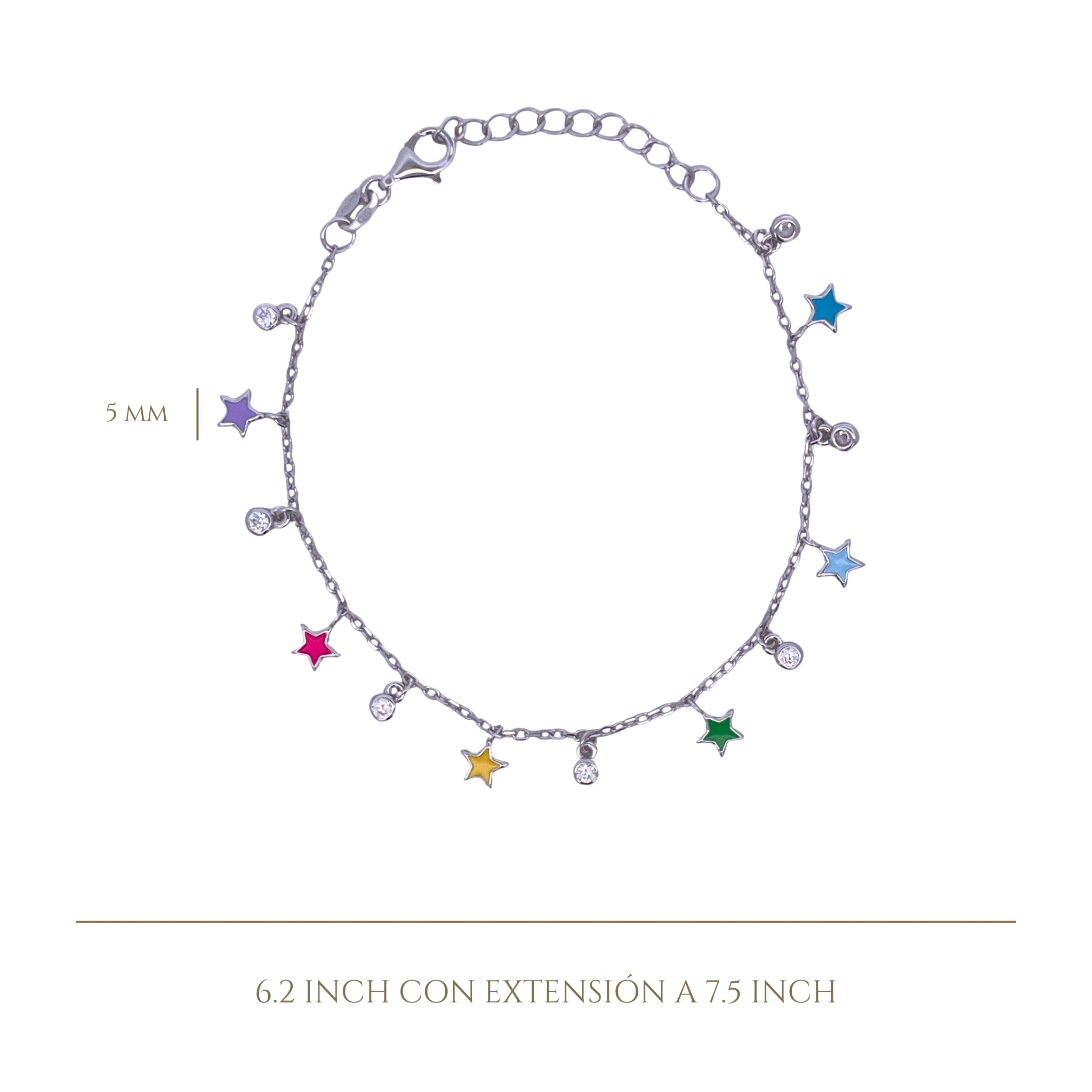 925SL MINI STARS WITH MINI BEZEL MULTICOLOR ENAMEL BRACELET - C'SANTOS