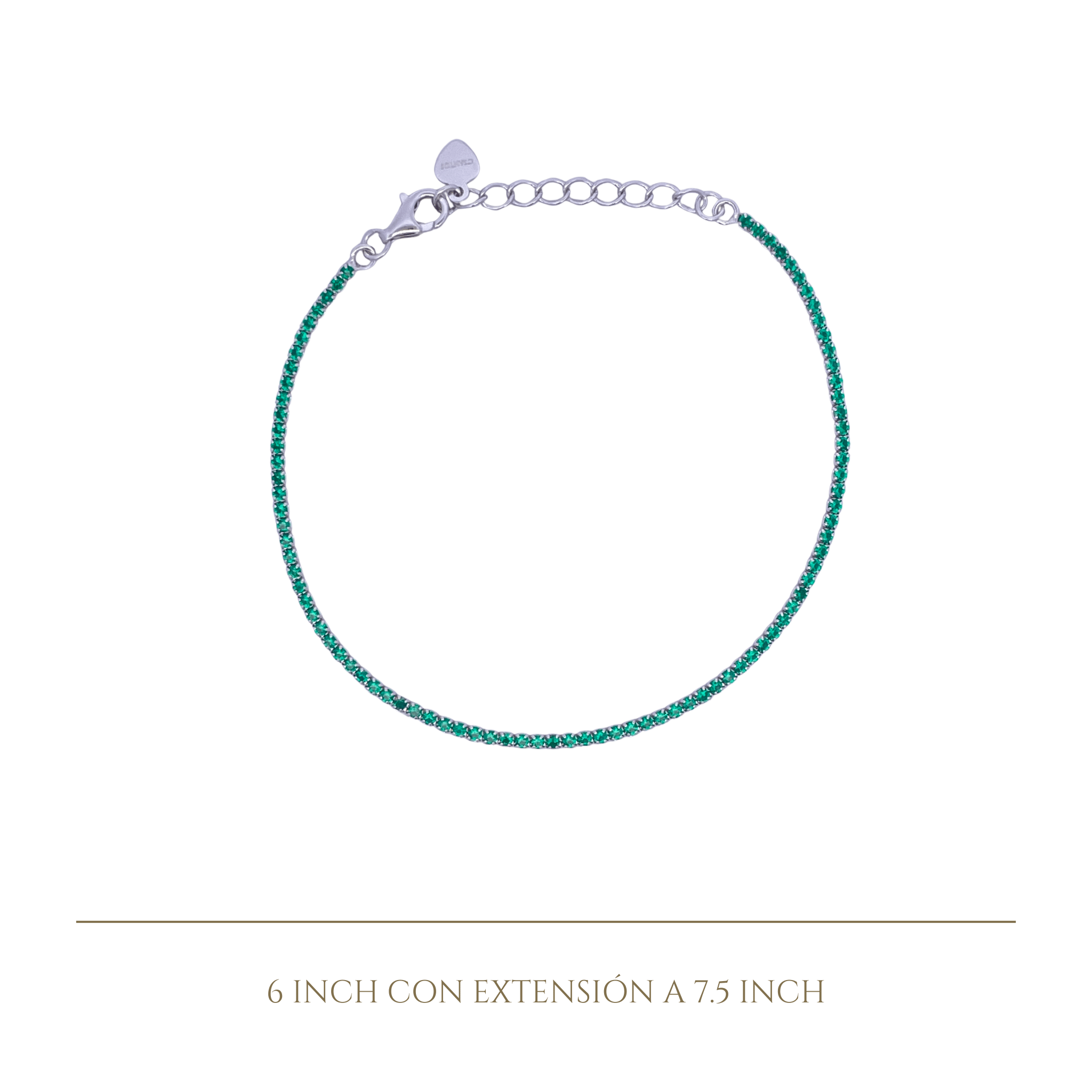 925SL MINI TENNIS CZ GREEN BRACELET - C'SANTOS