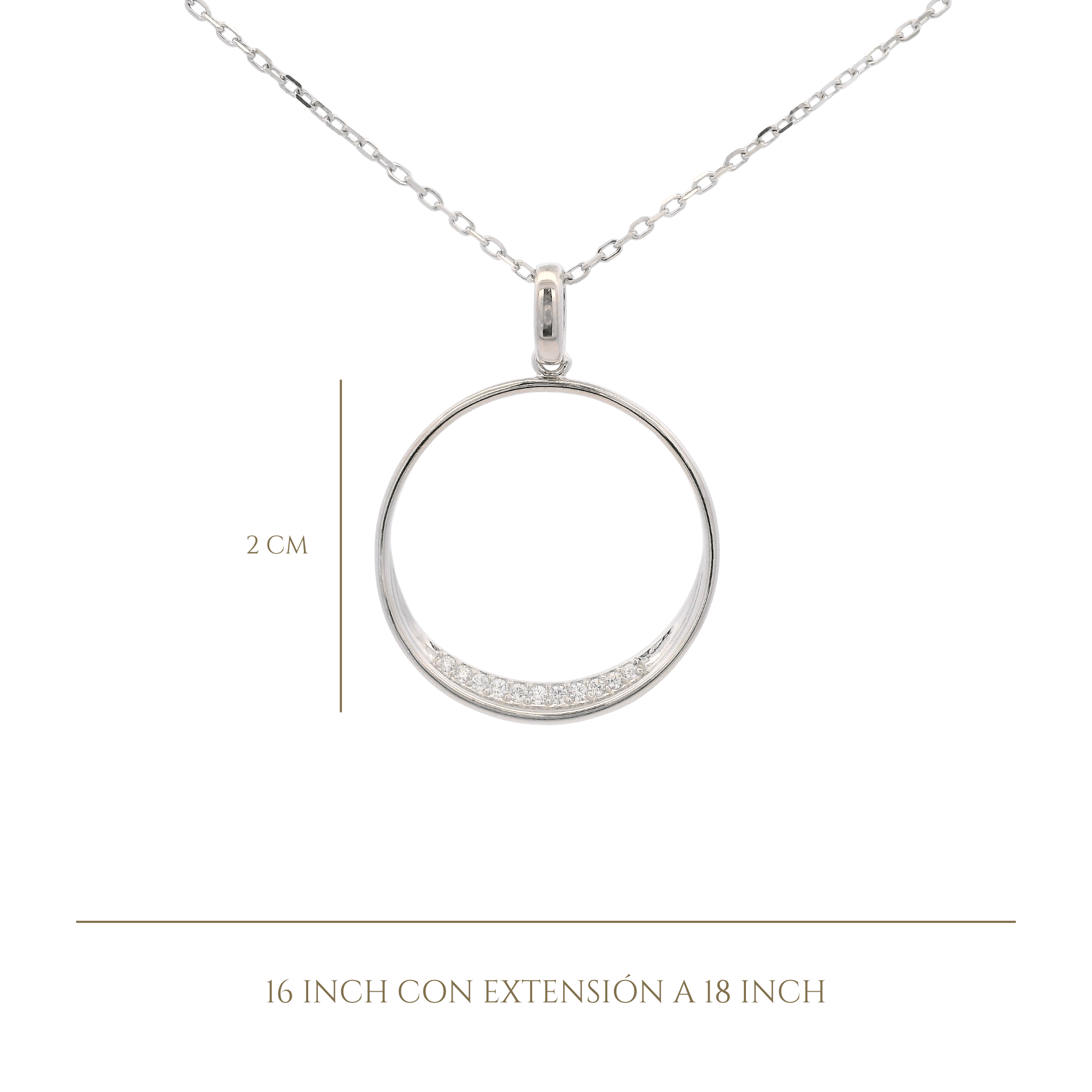 925SL OUTLINE CIRCLE WITH CZ NECKLACE - C'SANTOS