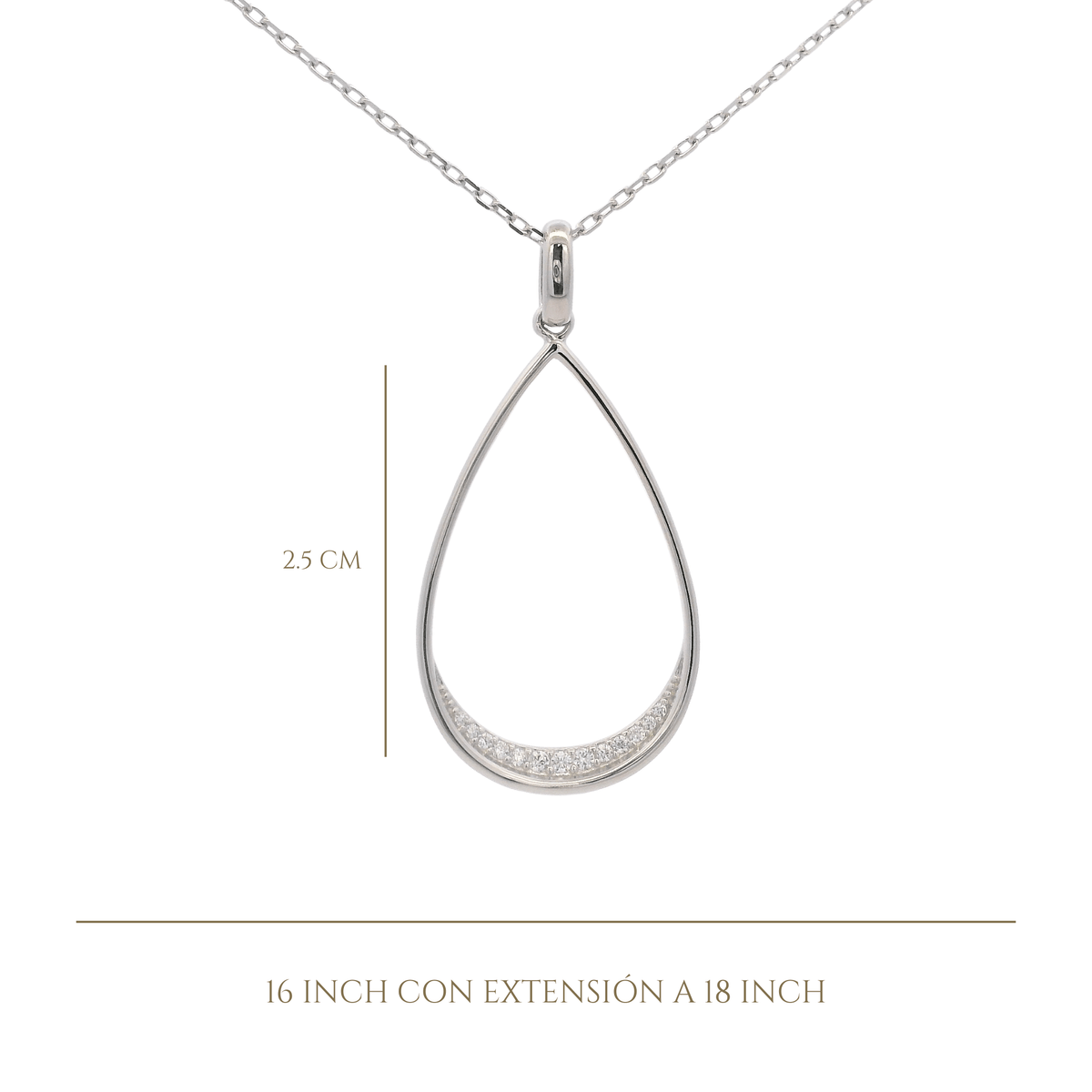 925SL OUTLINE DROP WITH CZ NECKLACE - C'SANTOS