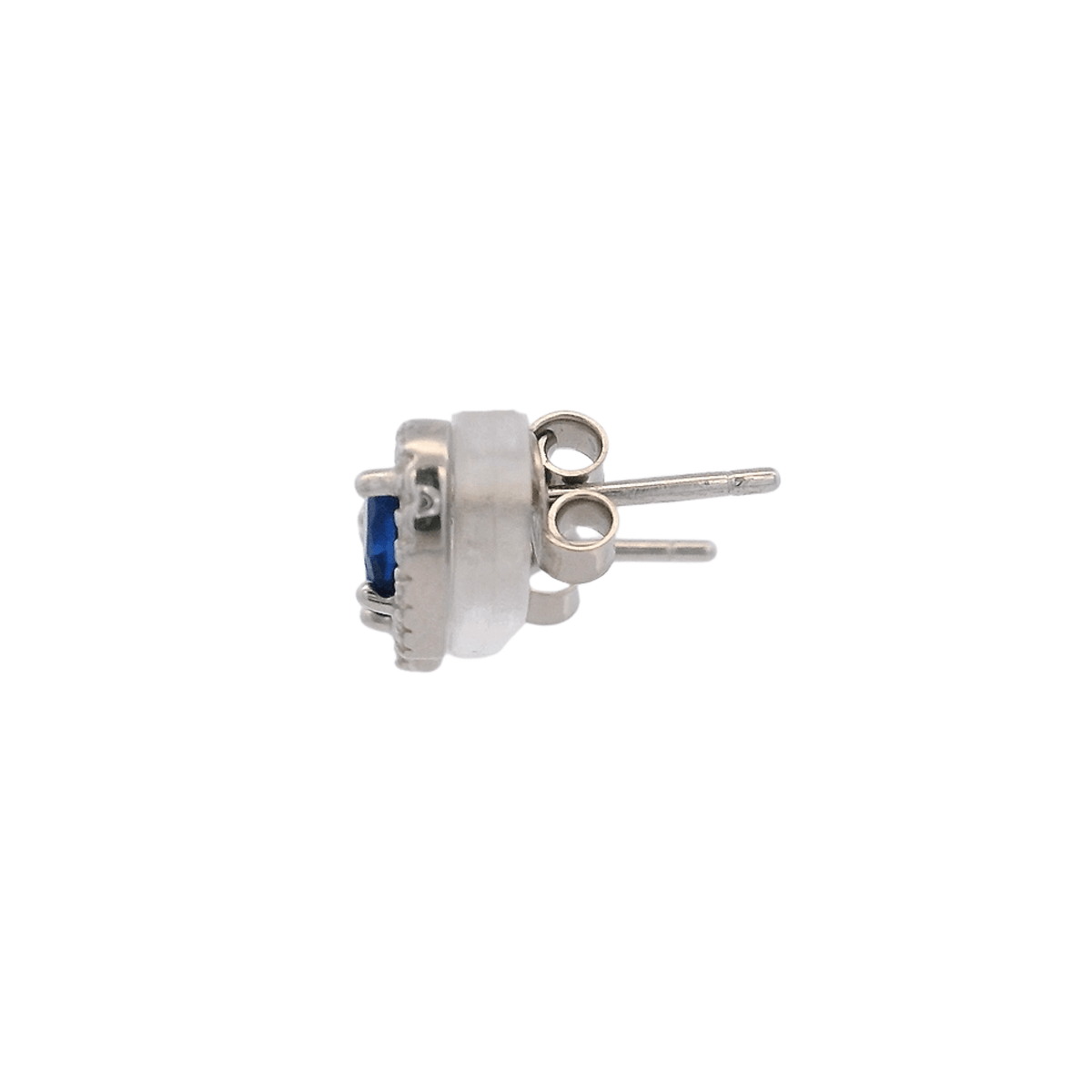 925SL OUTLINE HEART STUD CZ BLUE EARRINGS - C'SANTOS